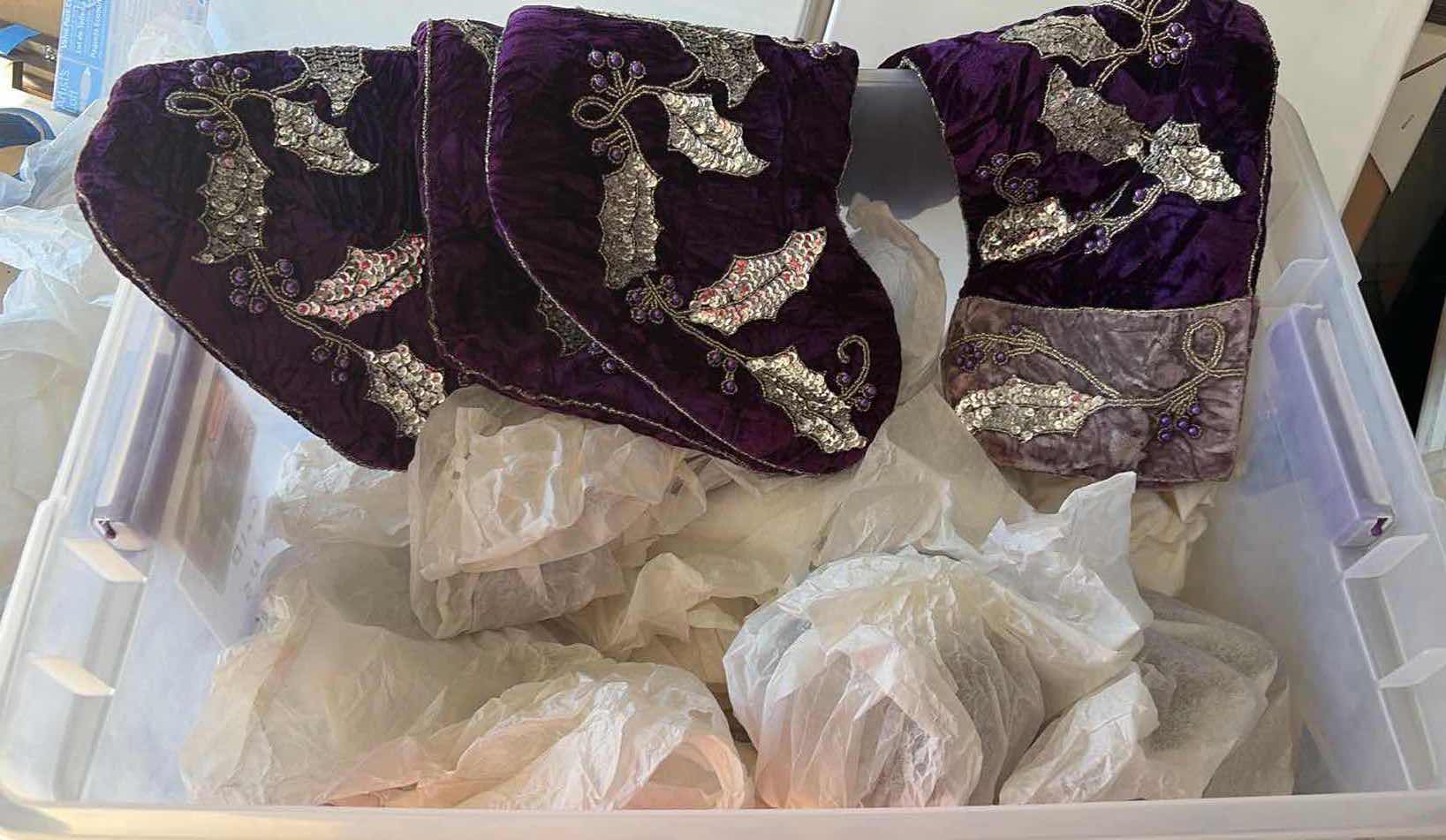 Photo 1 of CONTENTS OF BOX GLASS HOLIDAY DECORATIONS PURPLE COLOR