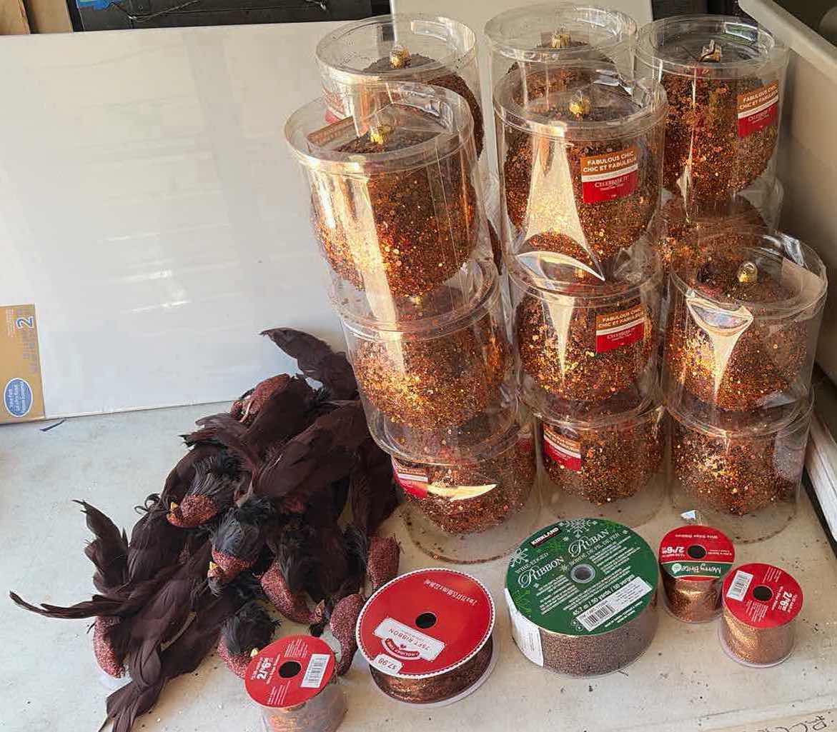 Photo 1 of CONTENTS OF BOX- HOLIDAY DECORATIONS BROWN