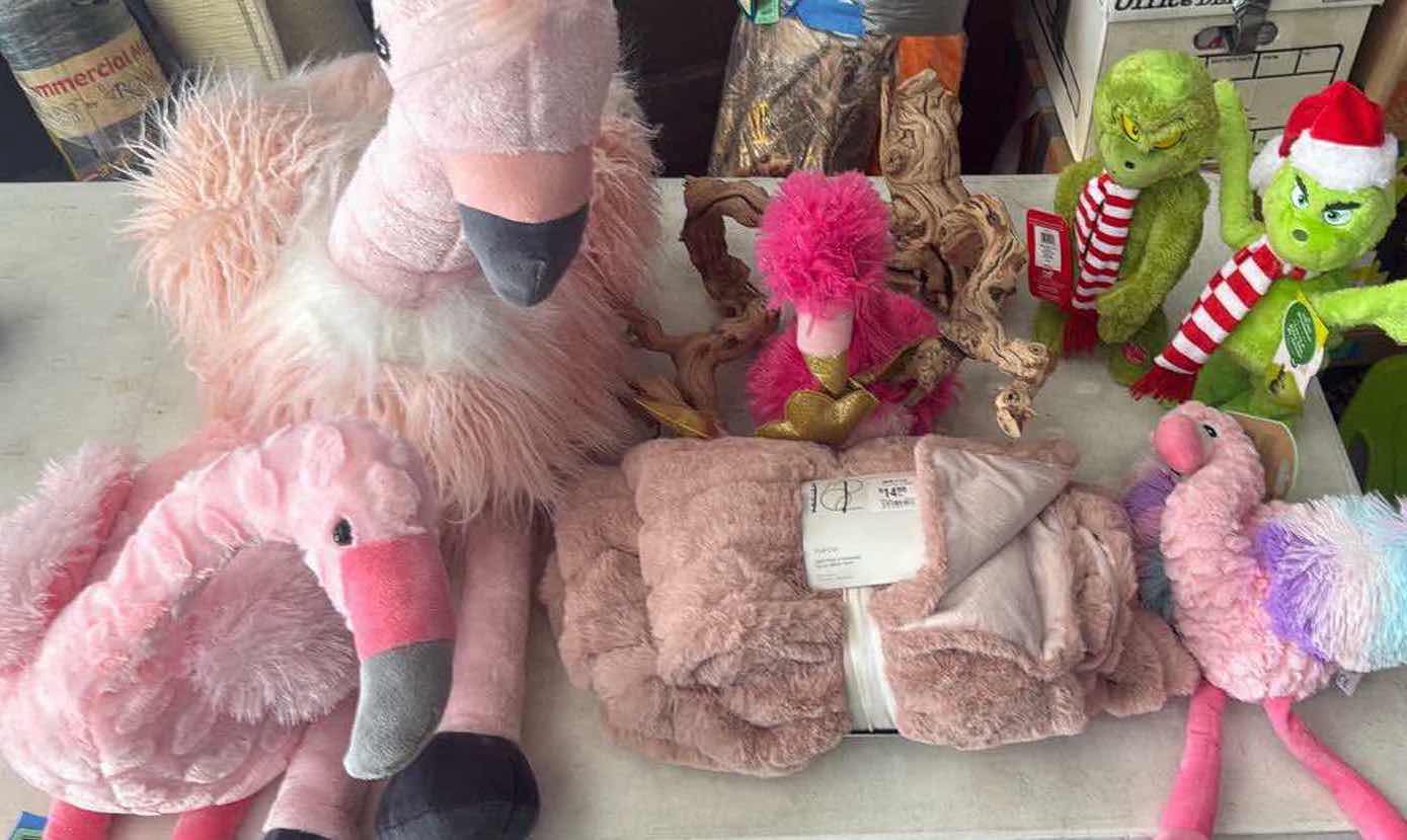 Photo 1 of CONTENTS OF BOX-FLAMINGOS/GRINCH