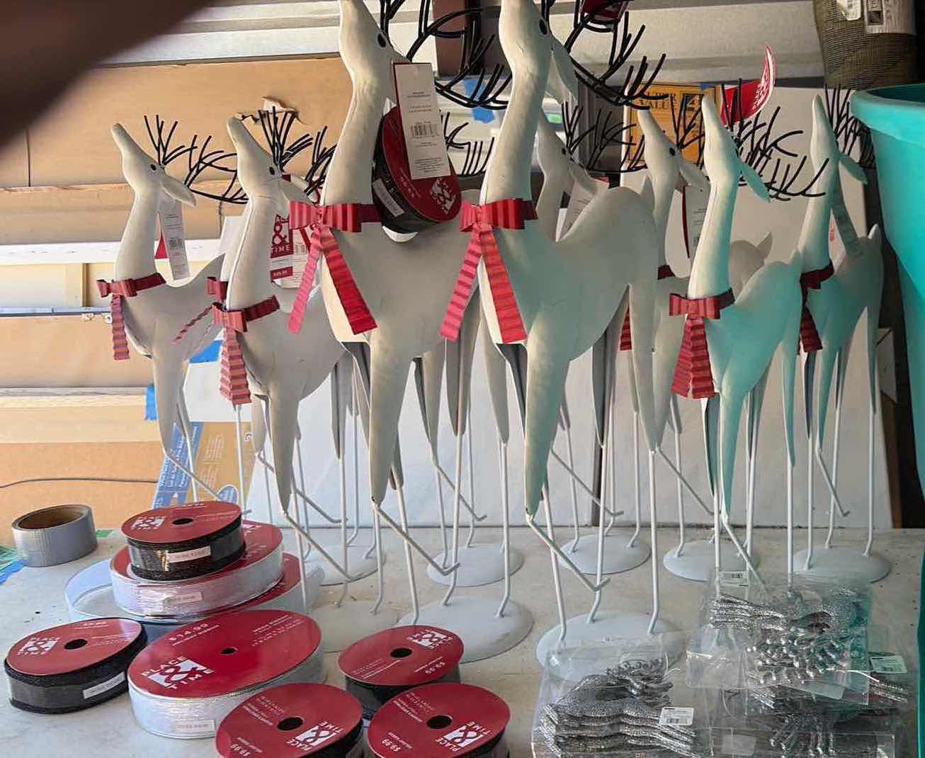 Photo 1 of CONTENTS OF BOX REINDEER DECORATIONS/ DECORATIVE RIBBONS