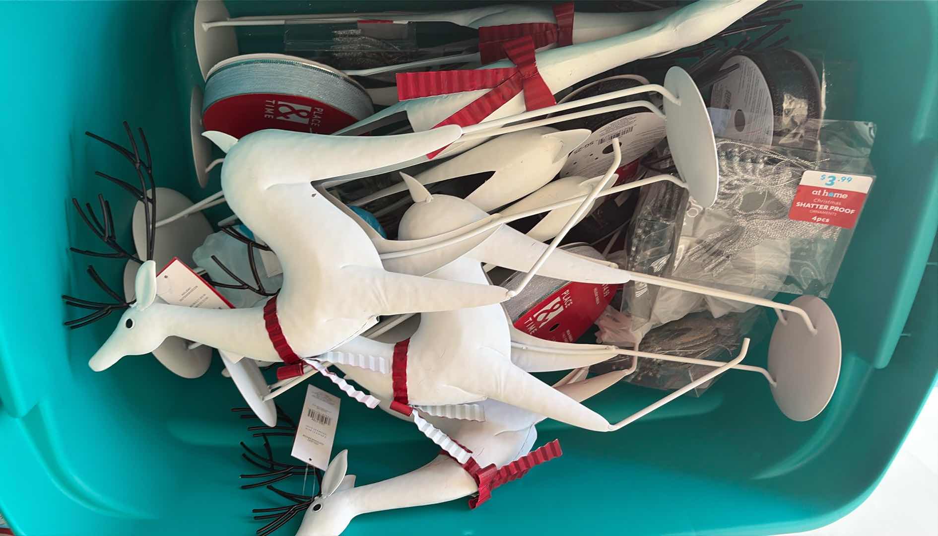 Photo 1 of CONTENTS OF BOX REINDEER DECORATIONS/ DECORATIVE RIBBONS