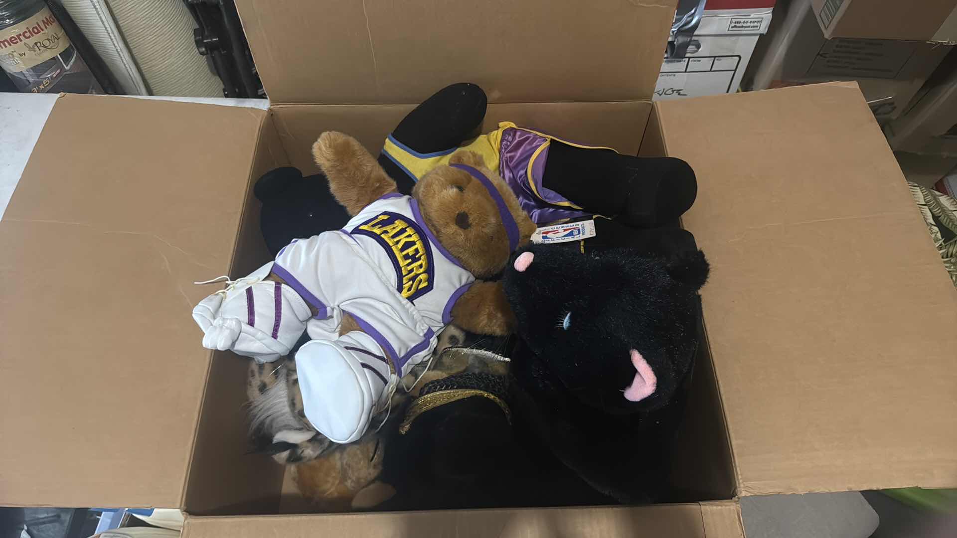 Photo 1 of CONTENTS OF BOX- LAKERS BEARS/STUFFED ANIMALS