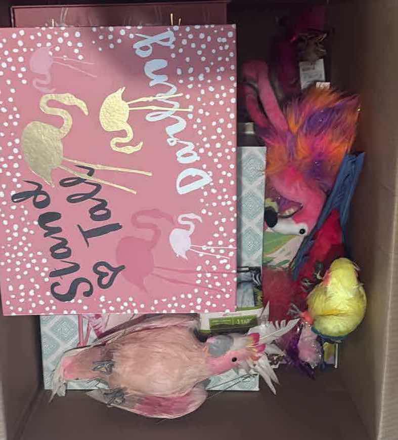 Photo 1 of CONTENTS OF BOX- ORNAMENTS/STAR WARS/FLAMINGOS