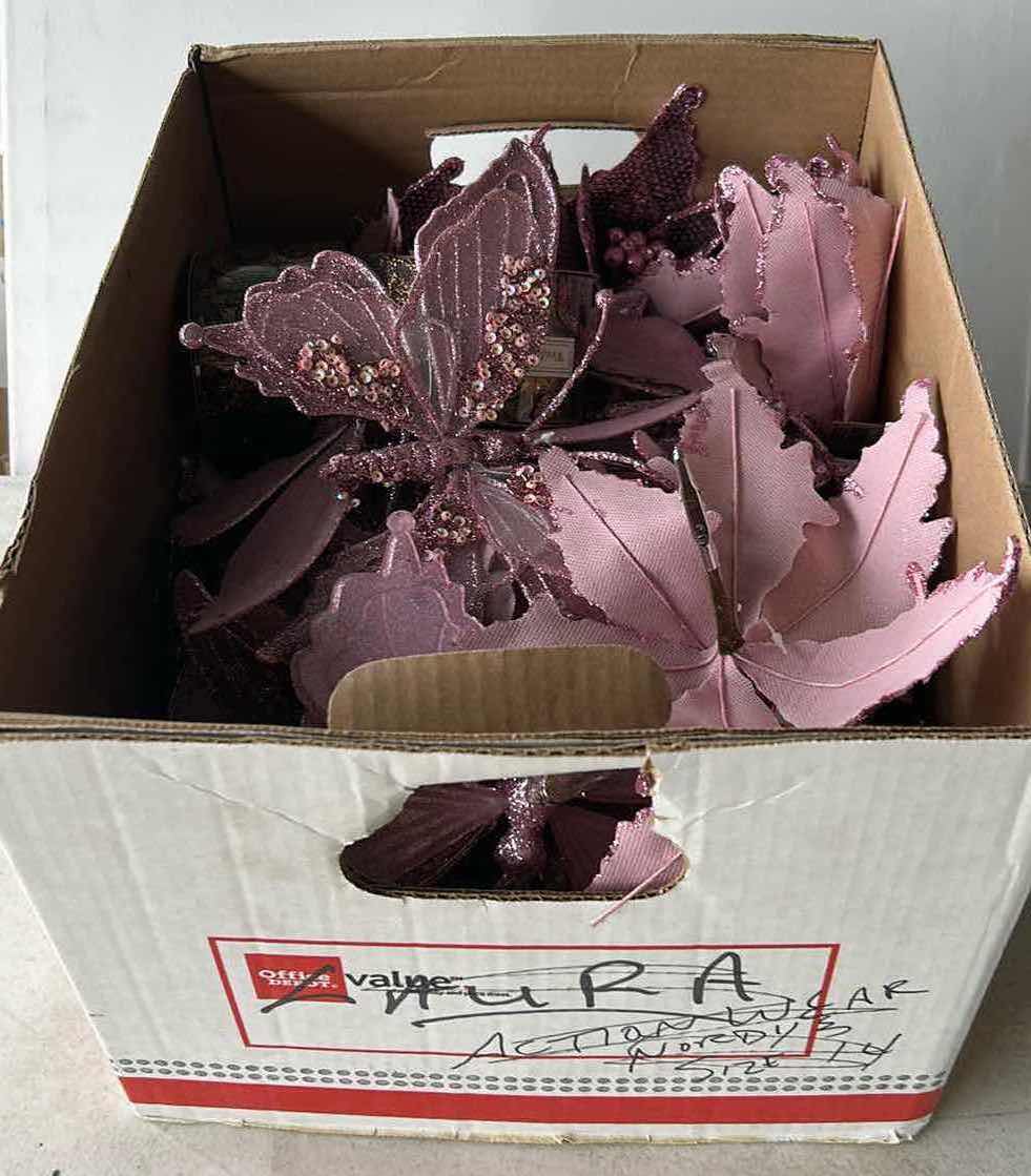 Photo 1 of BOX FULL OF PINK POINSETTIAS, BUTTERFLIES, AND RIBBON