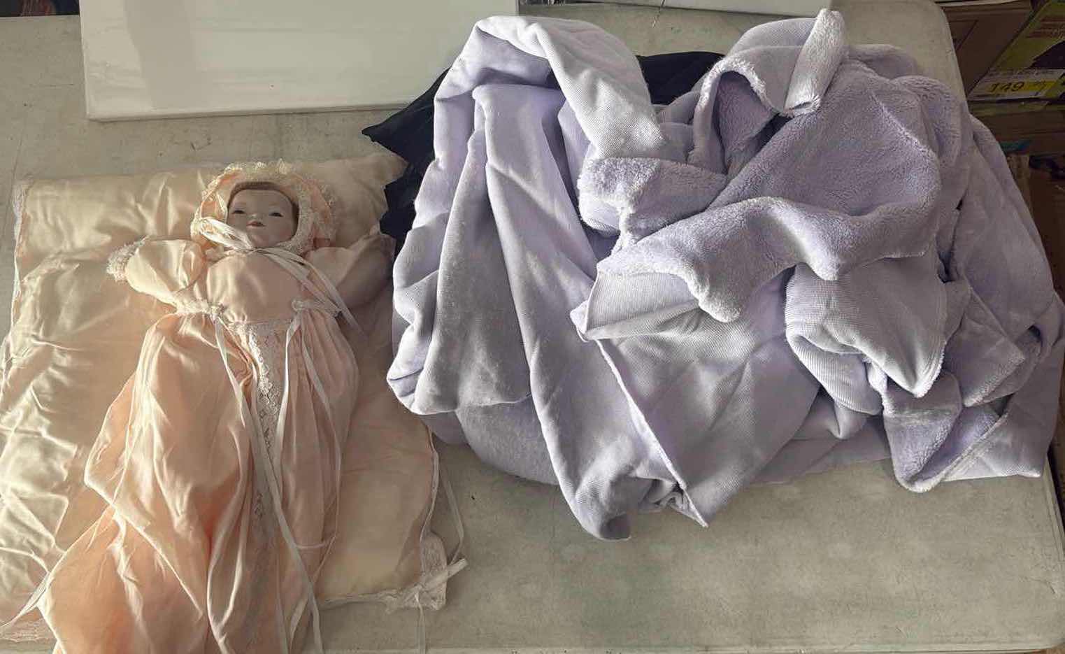 Photo 1 of CONTENTS OF BOX-PINK BABY DOLL/BLANKETS
