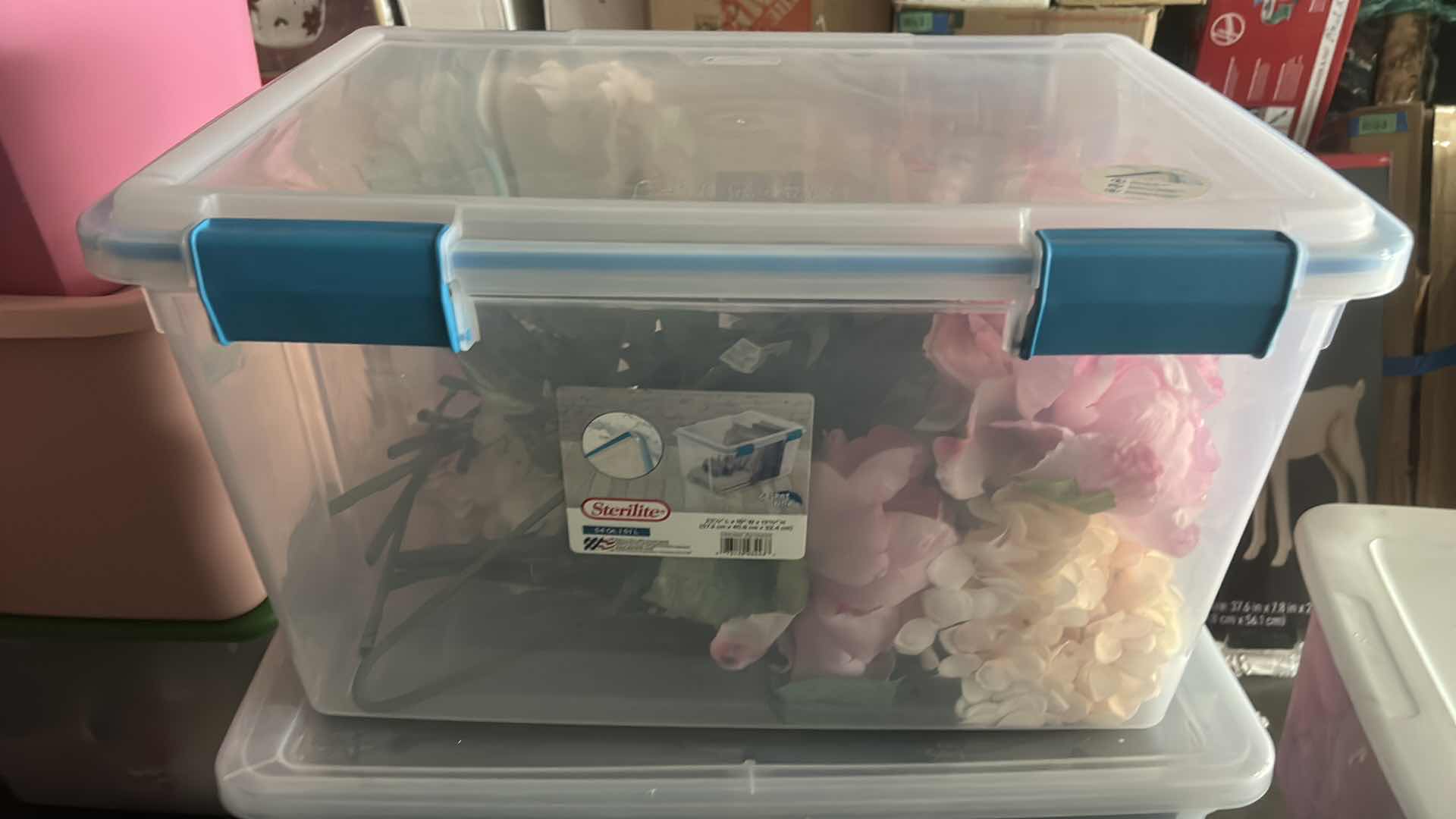 Photo 1 of TOTE WITH FAUX PINK AND IVORY FLOWERS