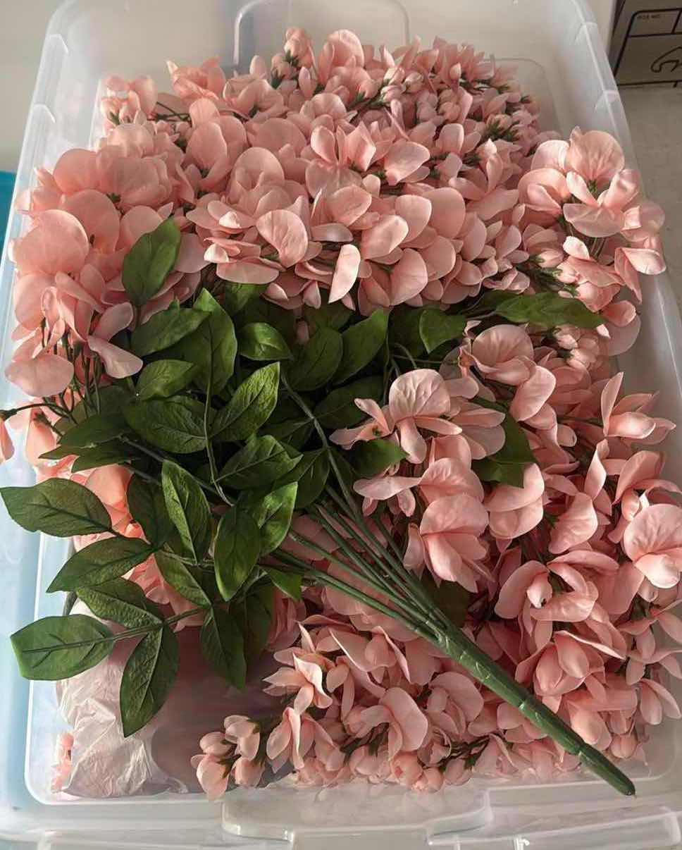 Photo 1 of CONTENTS OF TOTE-PINK FLOWERS