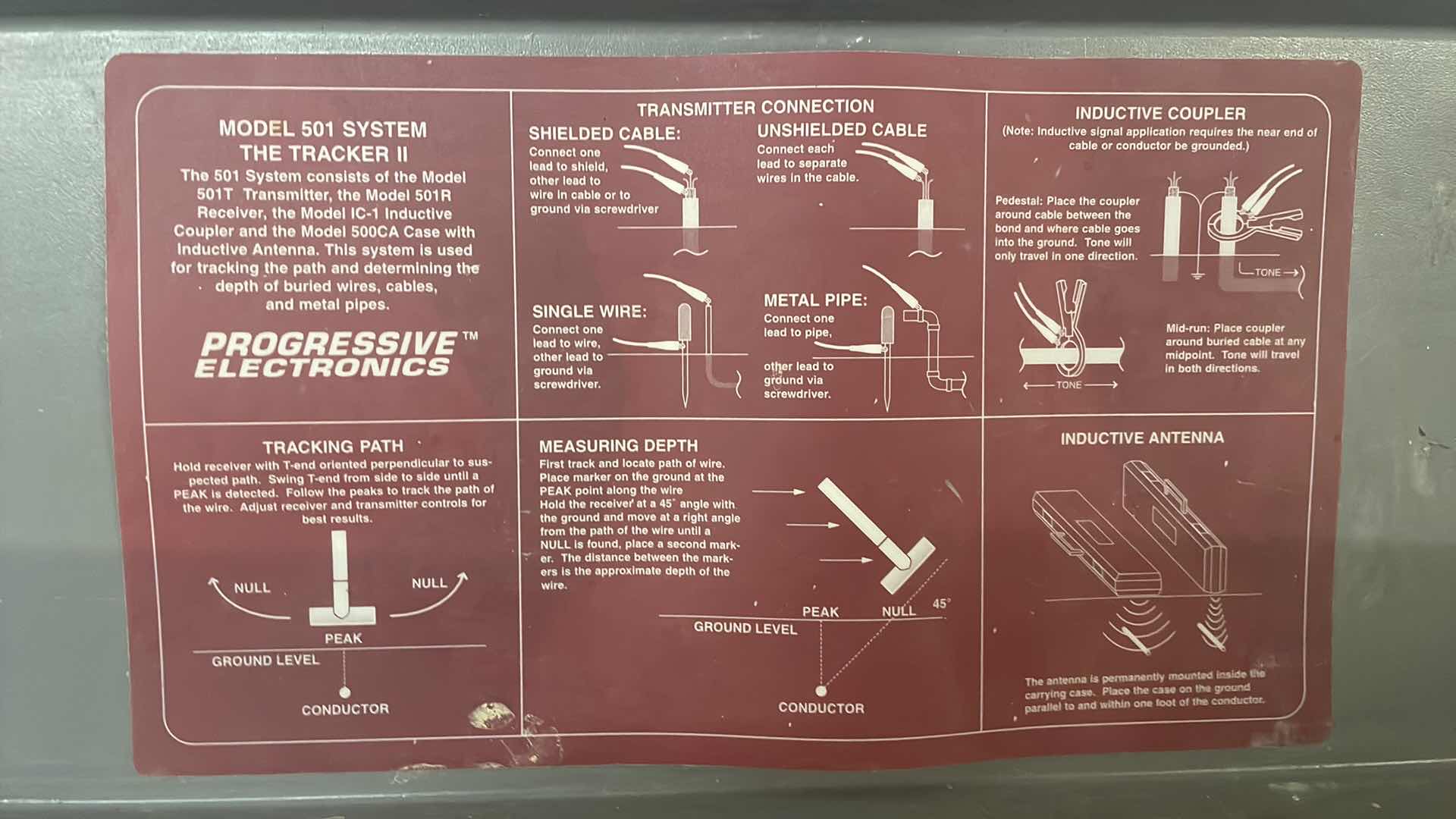 Photo 1 of PROGRESSIVE ELECTRONICS MODEL 501 TRACKER II CABLE LOCATING SYSTEM