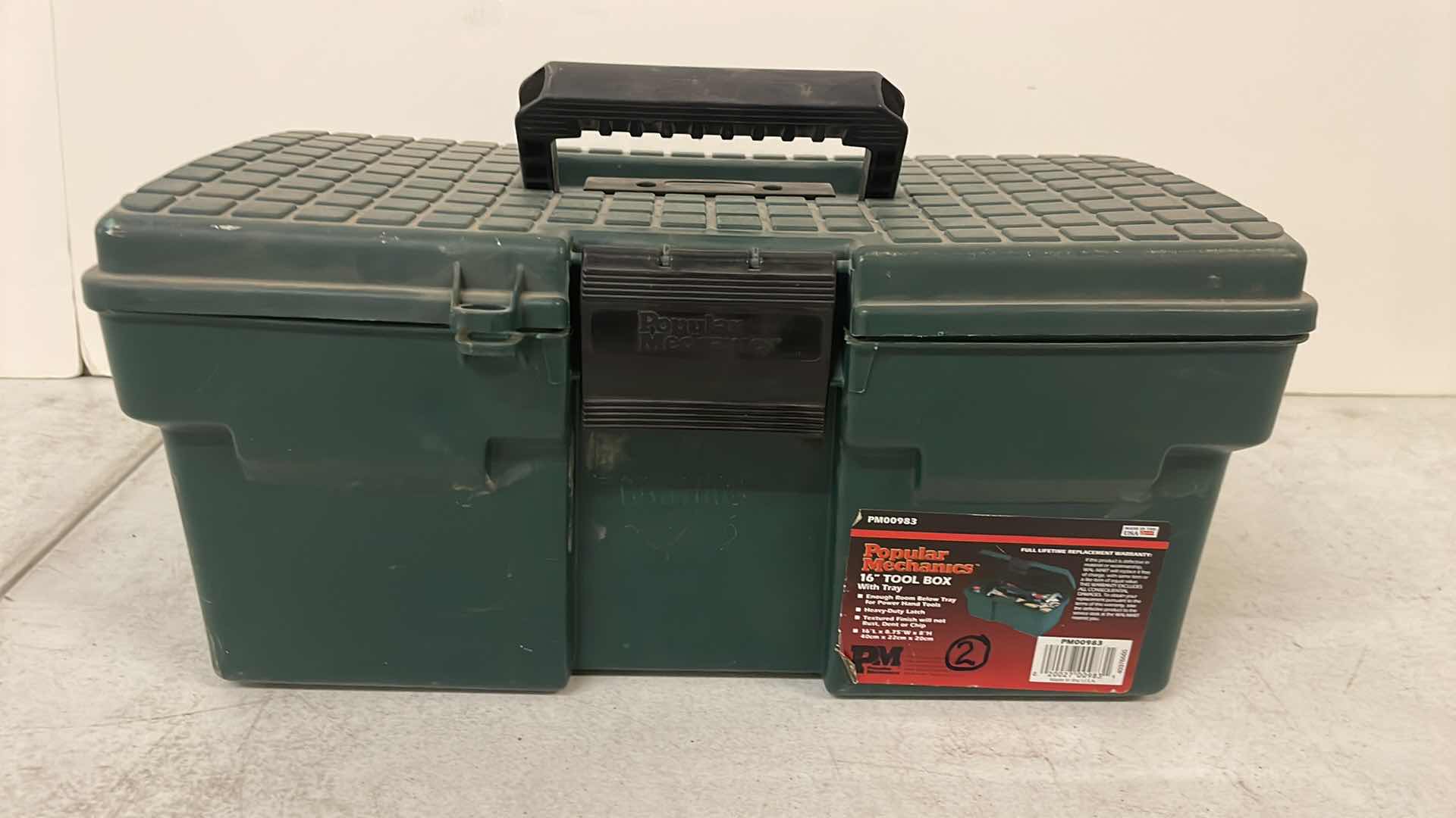 Photo 1 of POPULAR MECHANICS 16” TOOL BOX WITH TRAY AND CONTENTS