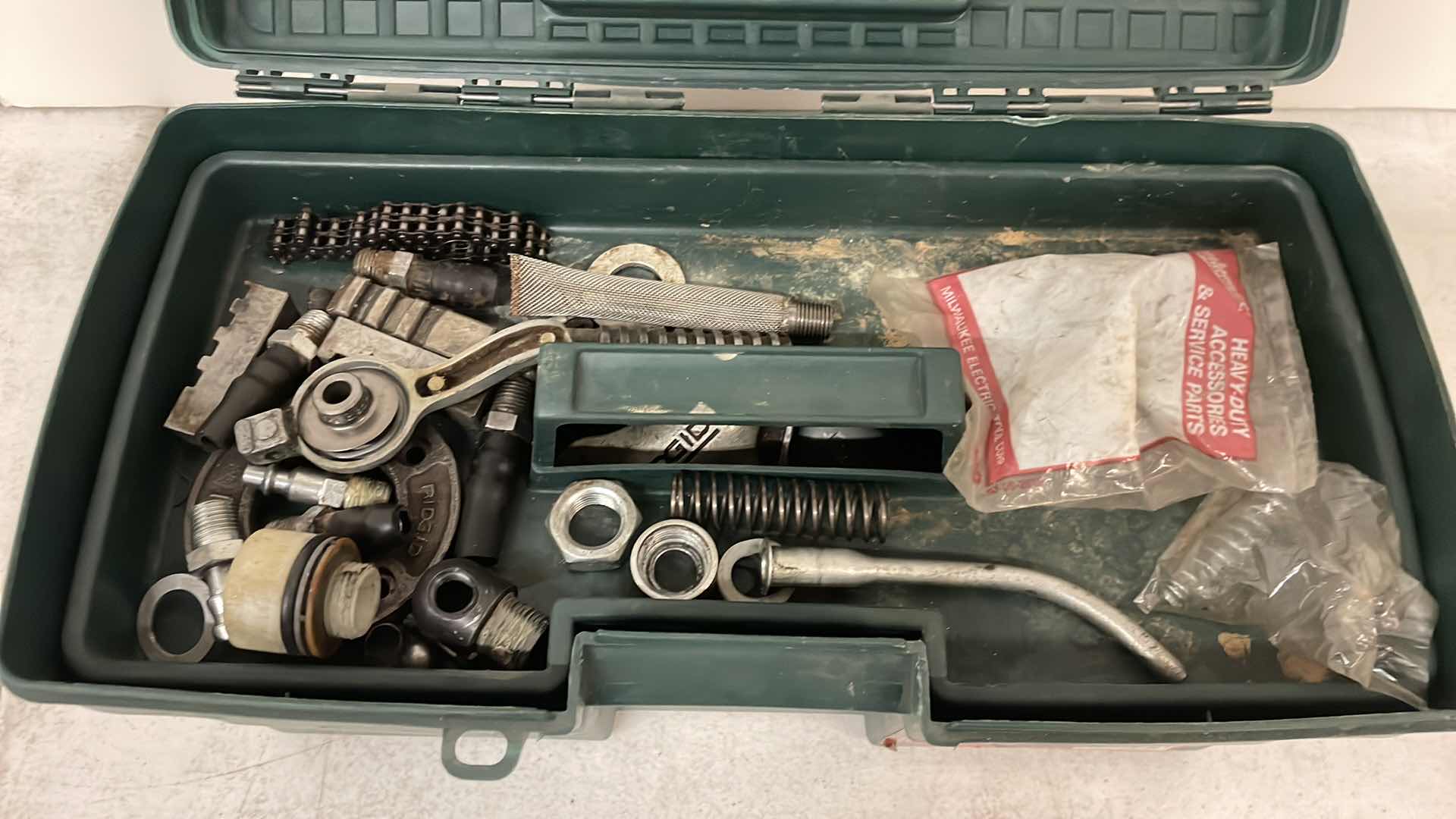 Photo 1 of POPULAR MECHANICS 16” TOOL BOX WITH TRAY AND CONTENTS