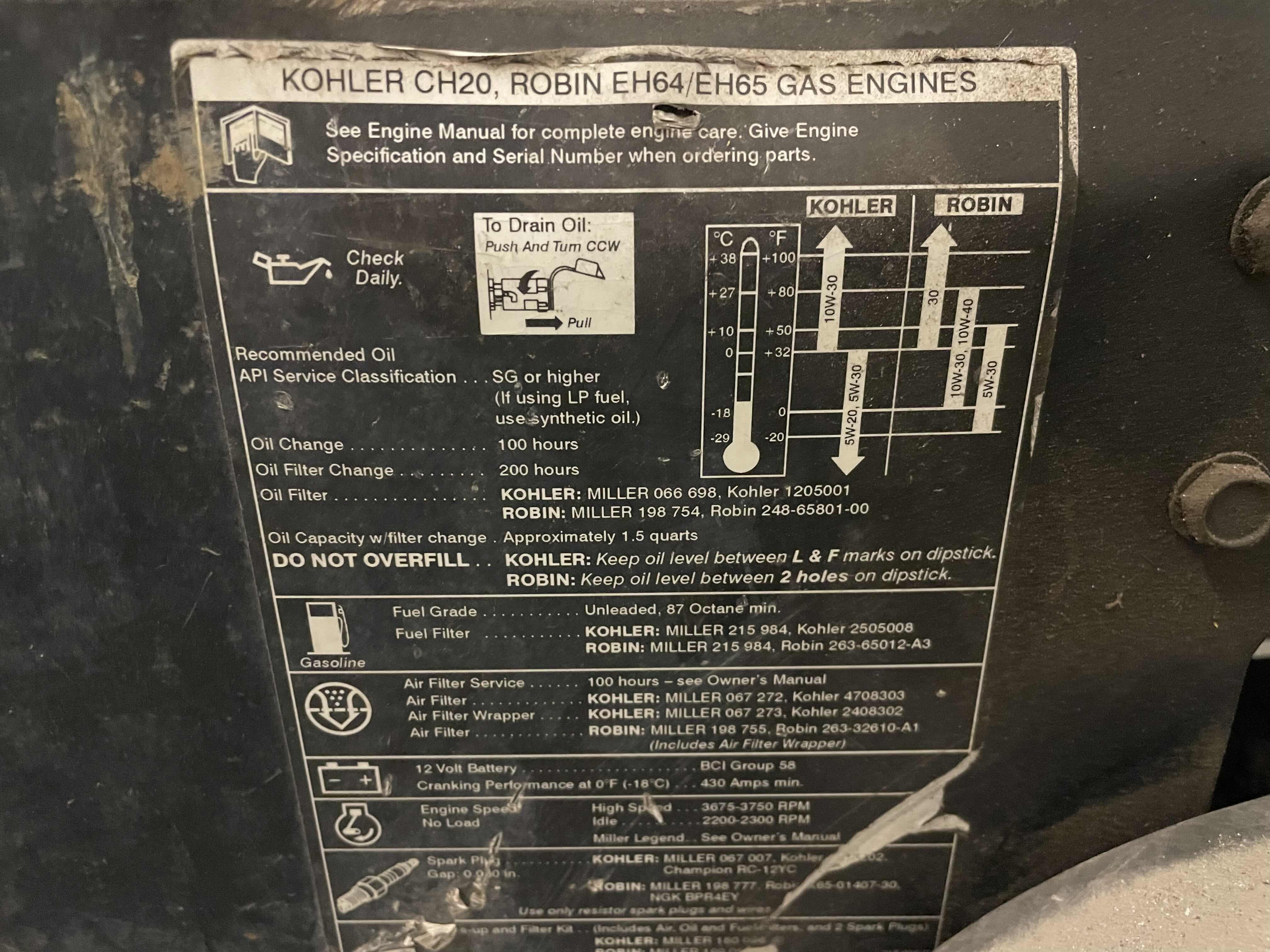 Photo 6 of MILLER BOB CAT WELDER 225 STICK AC/DC WELDER 10,000 WATT GENERATOR USA 1137 HOURS