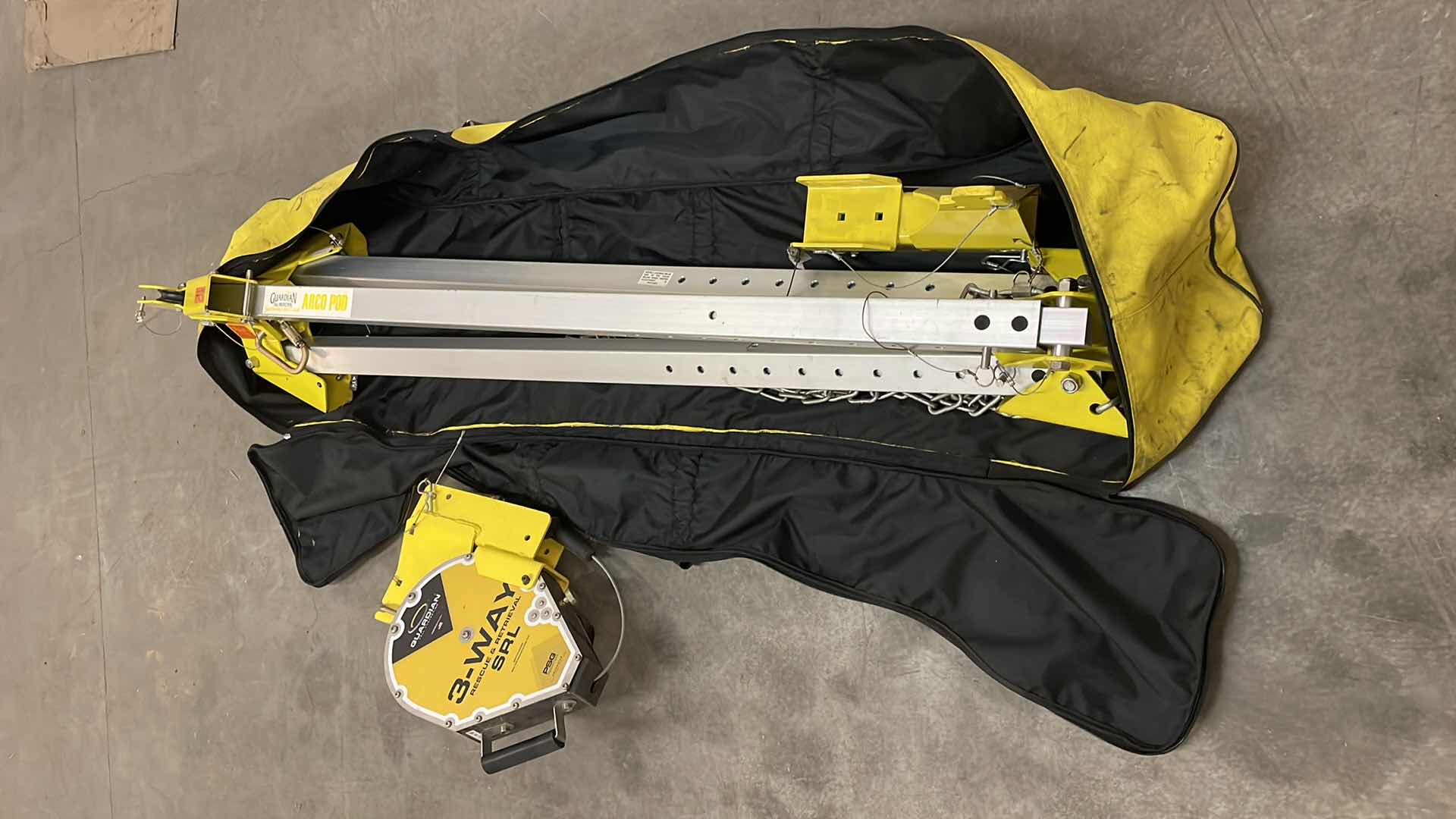Photo 1 of GUARDIAN ARC-O-POD 50 FT. 310 LB. CAPACITY 90 IN. ALUMINUM RESCUE AND RETRIEVAL SYSTEM KIT TRIPOD