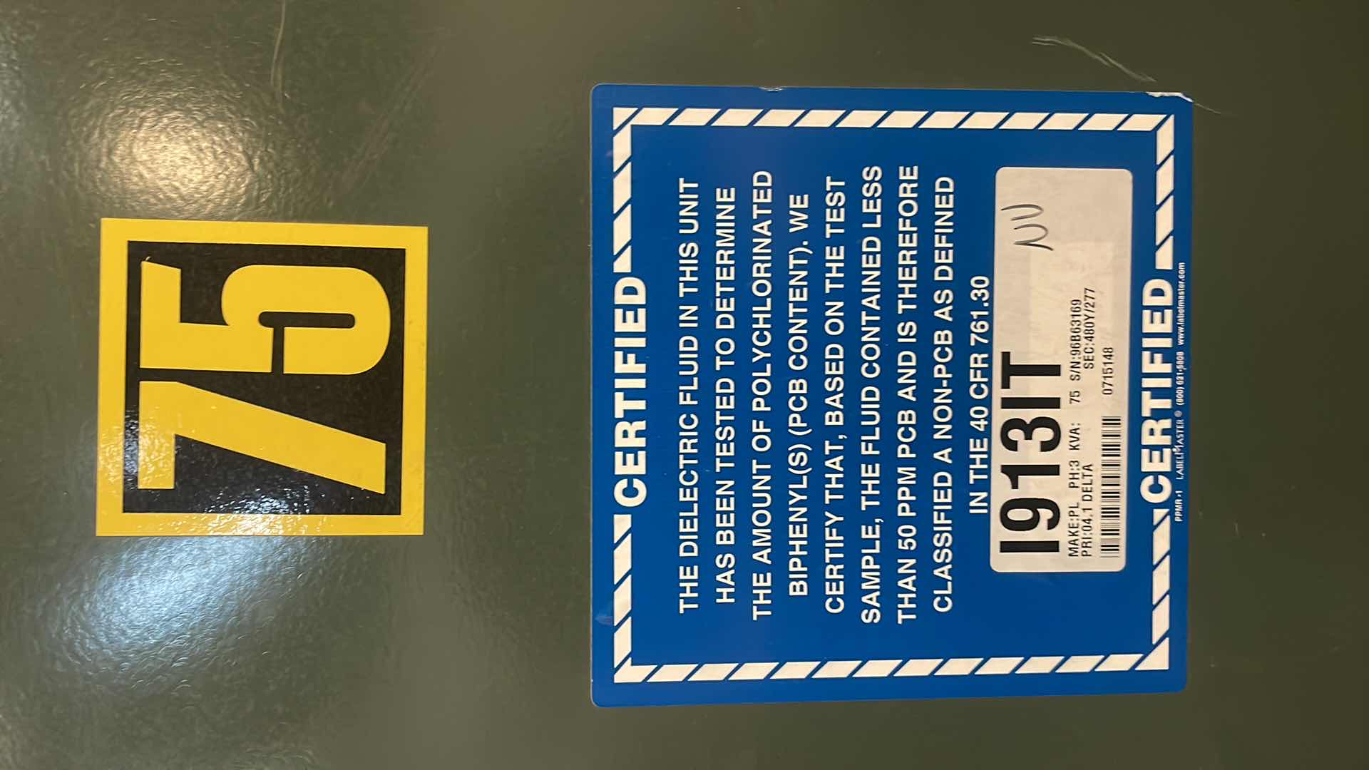 Photo 9 of PAUWELS TRANSFORMER 75 KVA 3-PHASE PAD-MOUNT TRANSFORMER HV 4160 DELTA LV 480Y/277 WITH LOADBREAK BUSHINGS