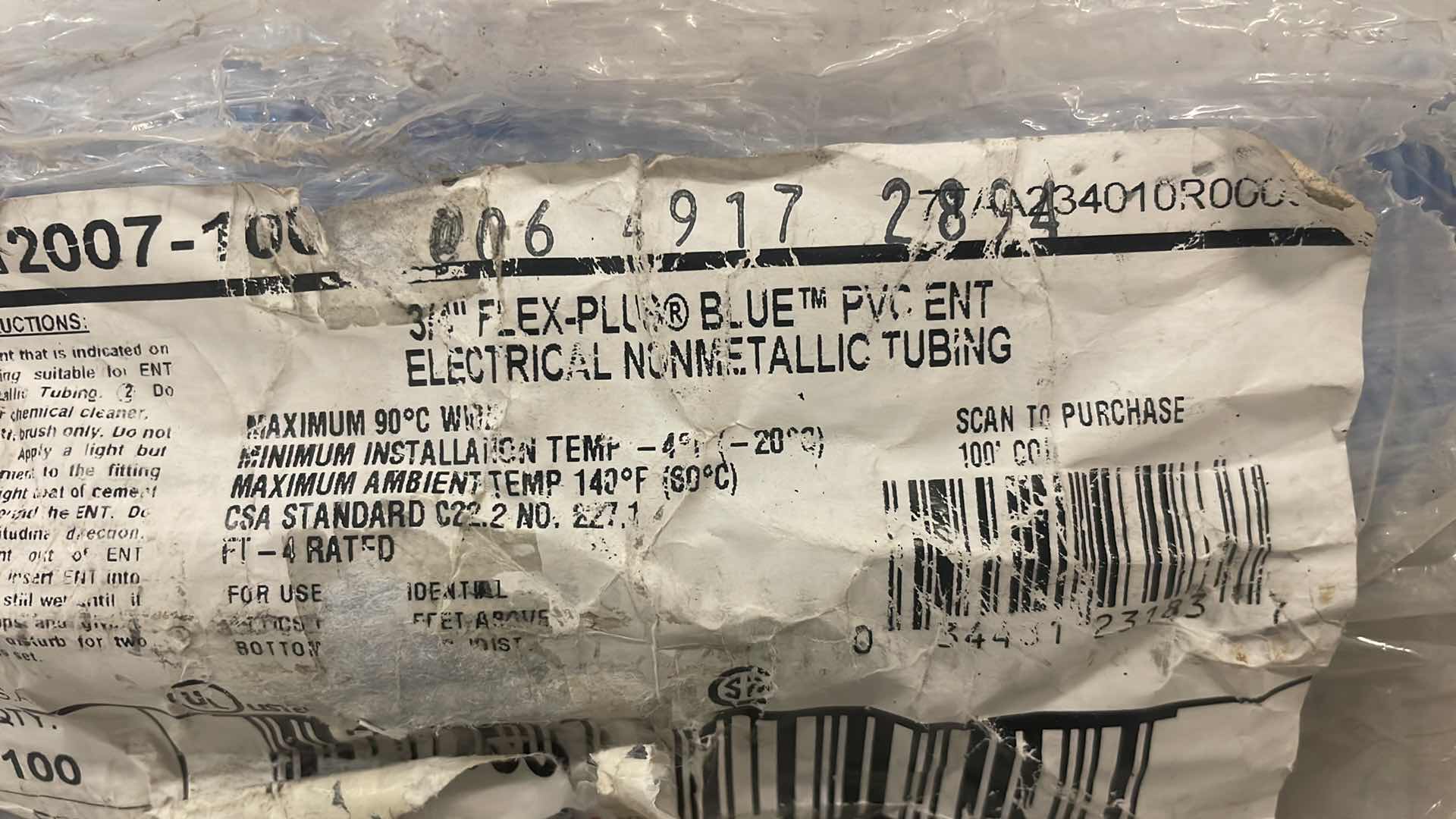 Photo 1 of CARLON 12007-100 3/4" ENT FLEX-PLUS® NON-METALLIC FLEXIBLE CONDUIT, BLUE UNKNOWN FOOTAGE