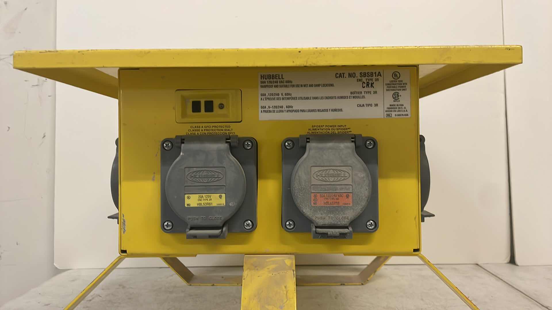 Photo 3 of HUBBELL WIRING DEVICE-KELLEMS POWER DISTRIBUTION BOX: SINGLE PHASE, 50 AMP 120/240V AC, 8 OUTLETS SPIDER BOX SBSB1A