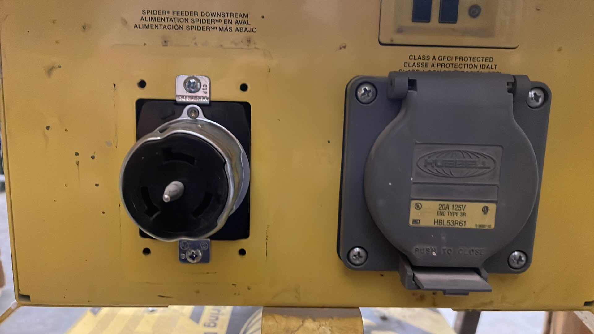 Photo 1 of HUBBELL WIRING DEVICE-KELLEMS POWER DISTRIBUTION BOX: SINGLE PHASE, 50 AMP 120/240V AC, 8 OUTLETS SPIDER BOX SBSB1A