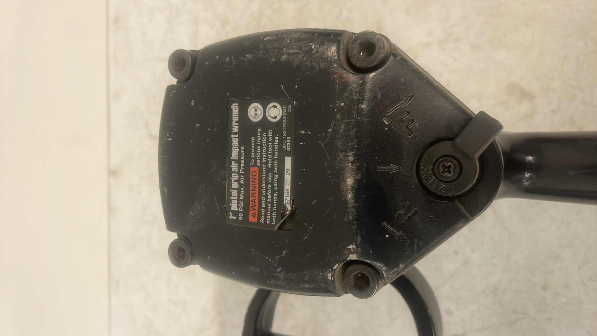 Photo 1 of CENTRAL PNEUMATIC 1" PISTOL GRIP AIR IMPACT WRENCH, TWIN HAMMER, 1500 FT. LBS.