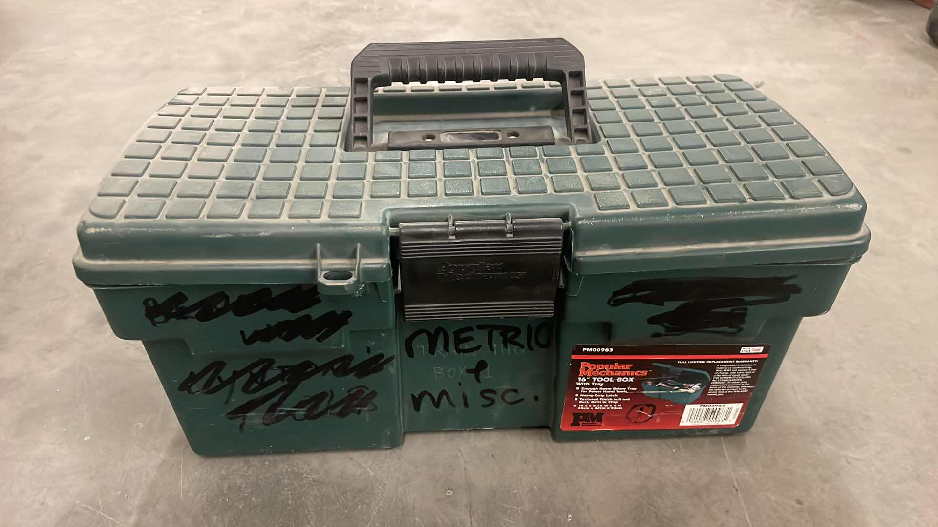 Photo 3 of POPULAR MECHANICS 16” TOOL BOX WITH HAMMERS SLOT SCREW DRIVER