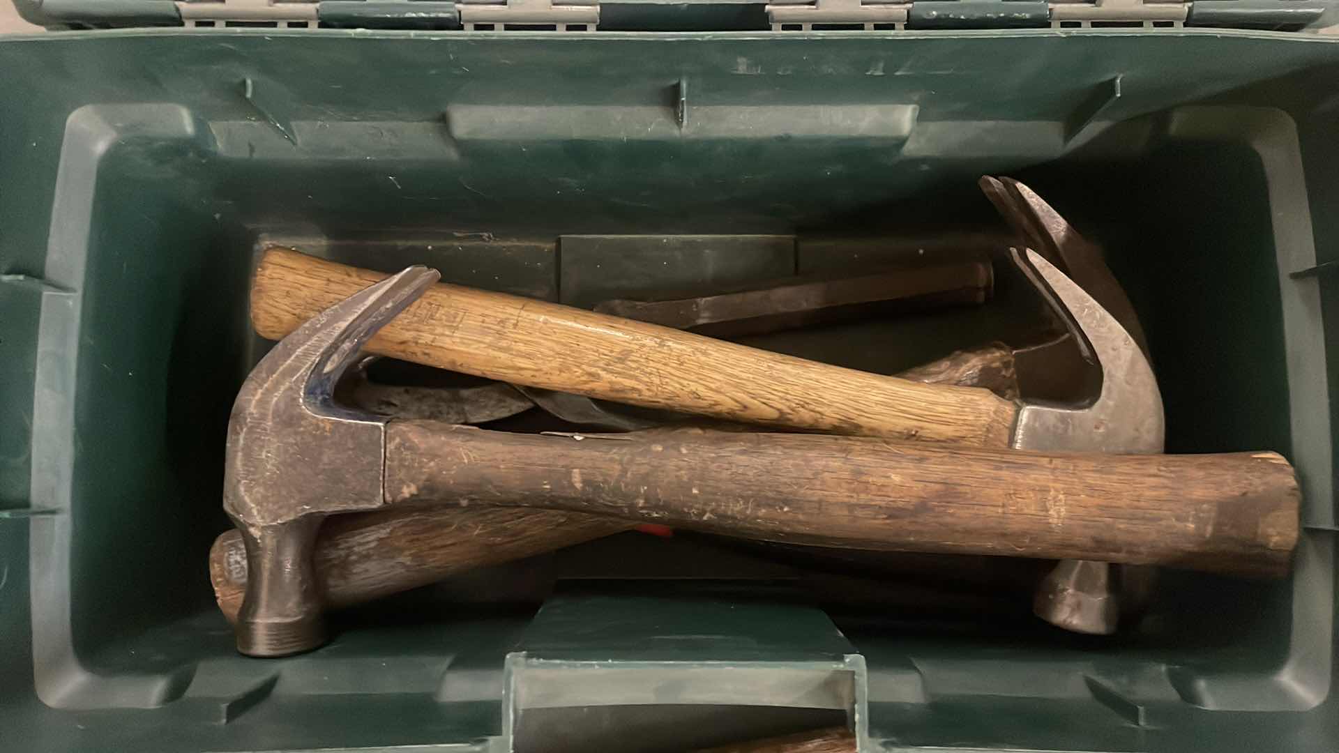 Photo 1 of POPULAR MECHANICS 16” TOOL BOX WITH HAMMERS SLOT SCREW DRIVER