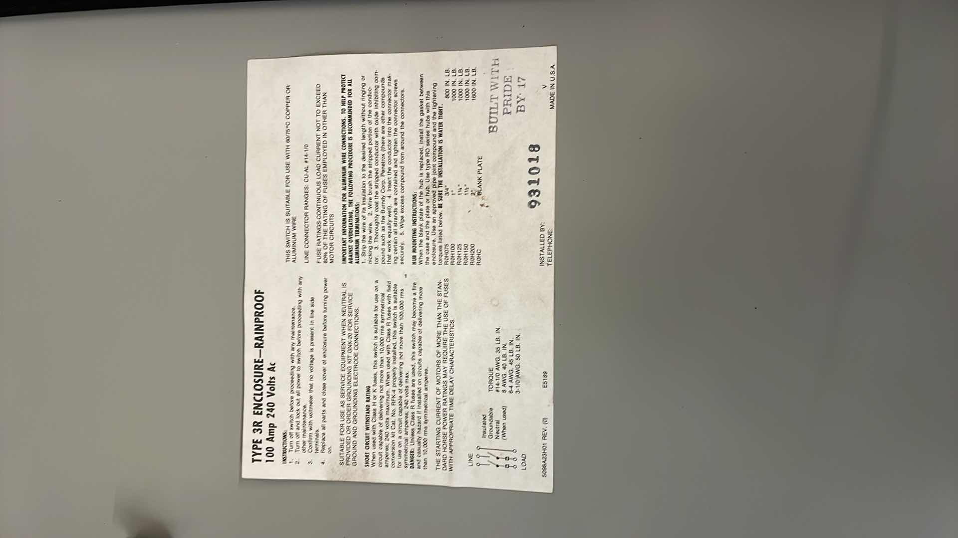 Photo 1 of CHALLENGER RGD223SNC SAFETY SWITCH 3PH 100A 240V 30HP TYPE 3R RAINPROOF