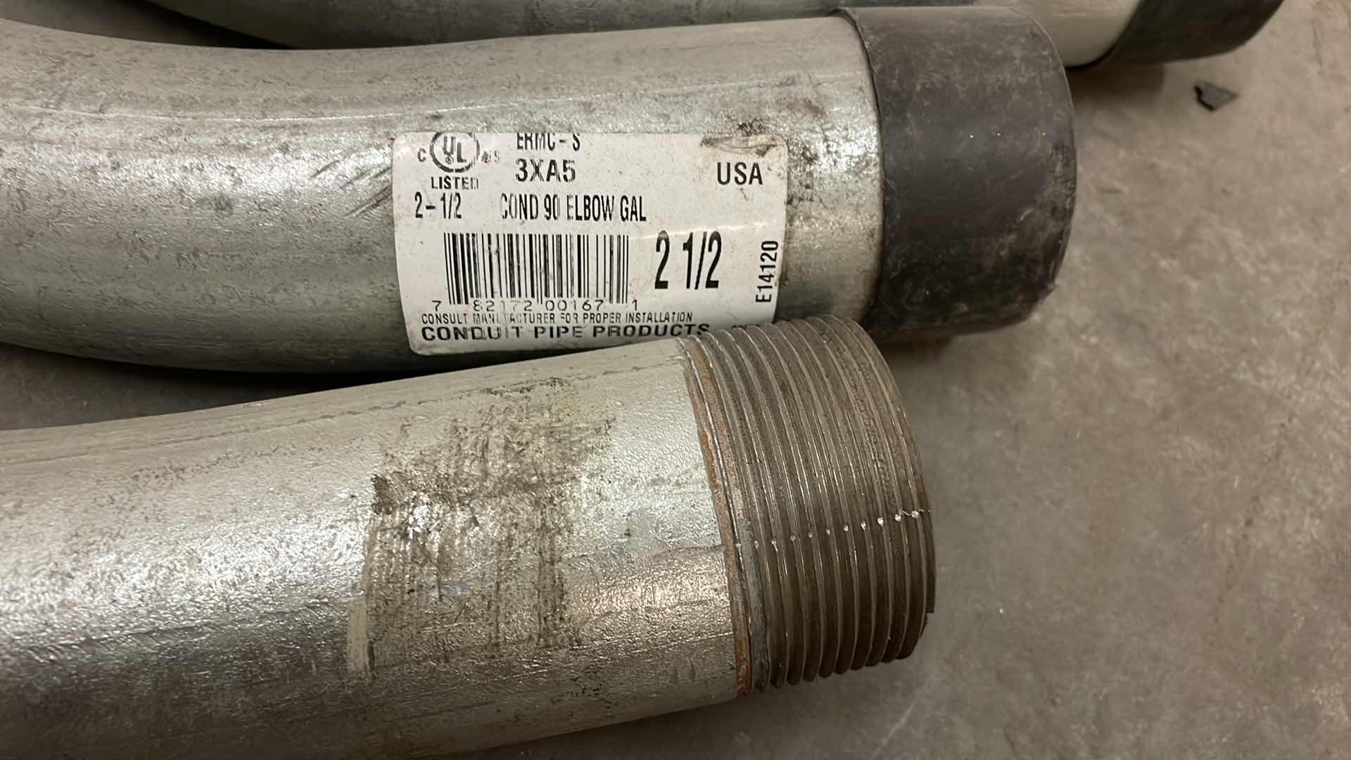 Photo 2 of 2-1/2” GALVANIZED STEEL CONDUIT 90 DEGREE ELBOWS (3) 2” ELBOW (1)