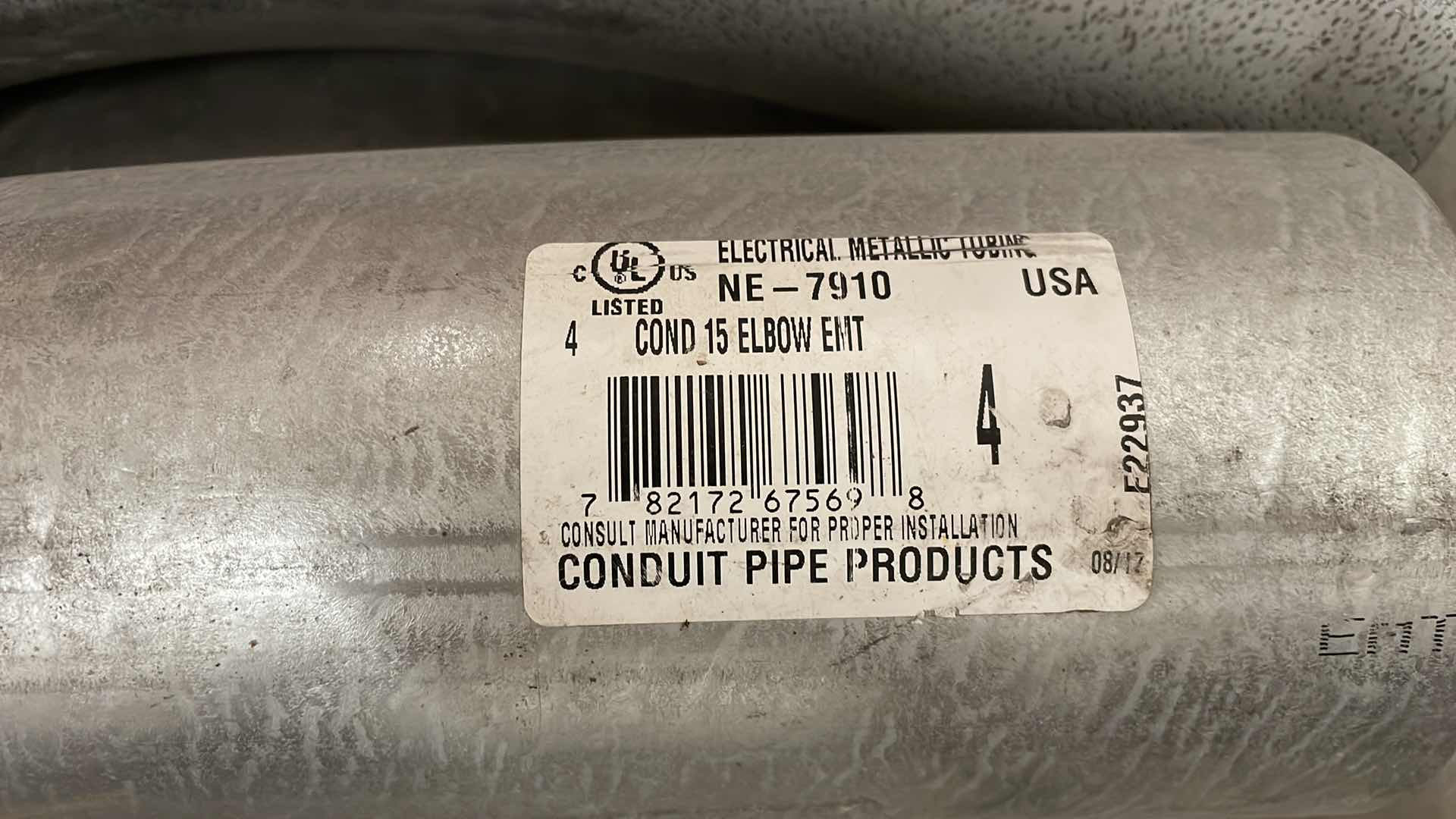 Photo 1 of 4” EMT SWEEP VARIETY OF 90, 45, 15 DEGREE