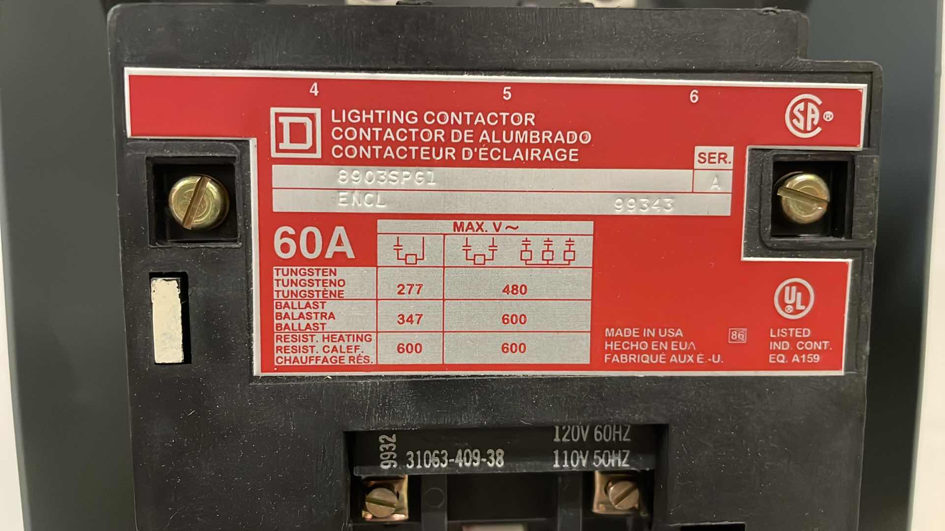 Photo 5 of 8903SPG1 LIGHTING CONTACTOR SQUARE D 120V COIL IN ENCLOSURE IN SQUARE D TYPE ENCLOSURE & SQUARE D 60 A GENERAL DUTY SAFETY SWITCH