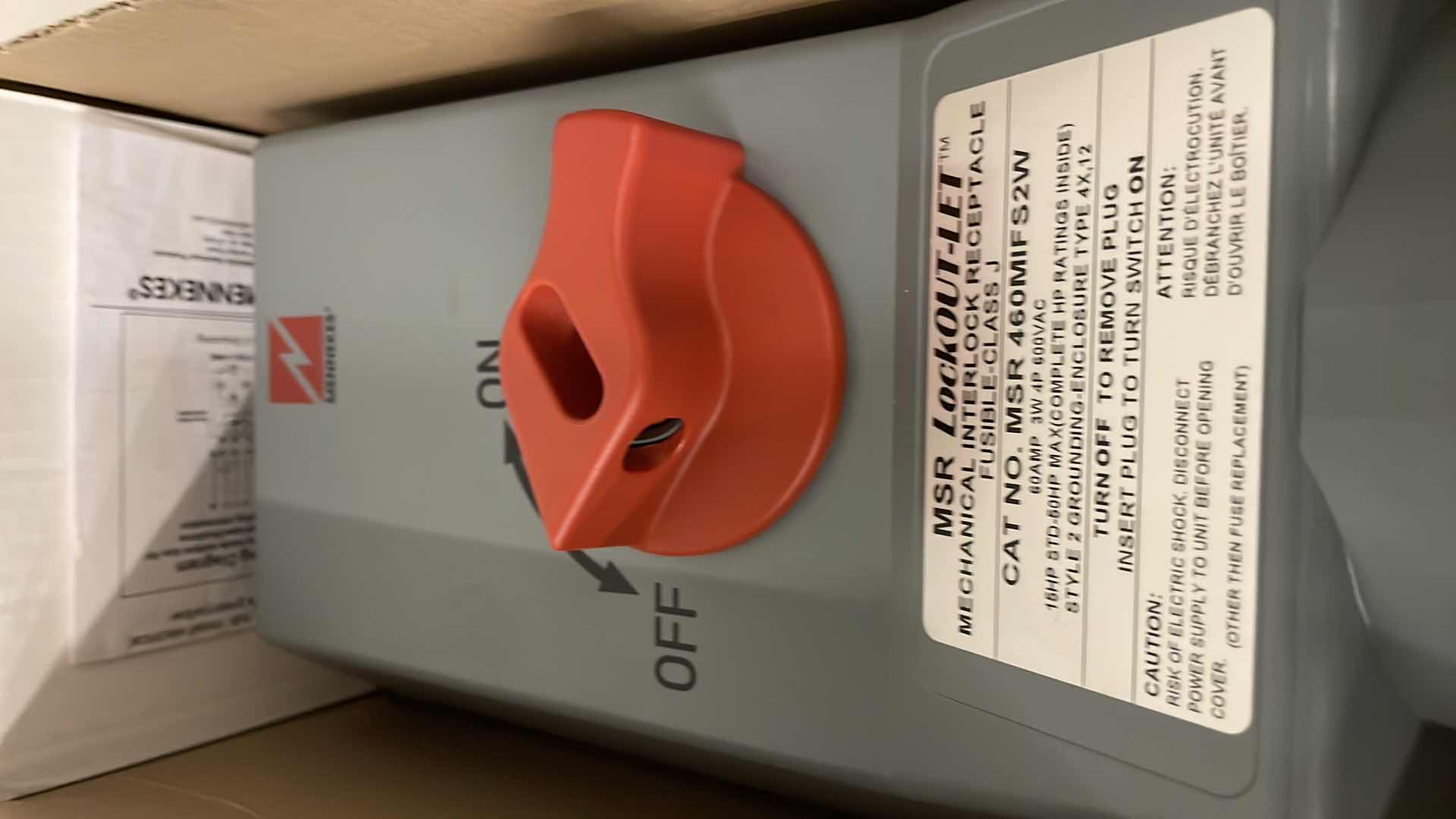 Photo 4 of MENNEKES MSR 460MIFS2W MECHANICAL INTERLOCK RECEPTACLE FUSIBLE-CLASS J 60 AMP, 3 W,4 P, 600 VAC