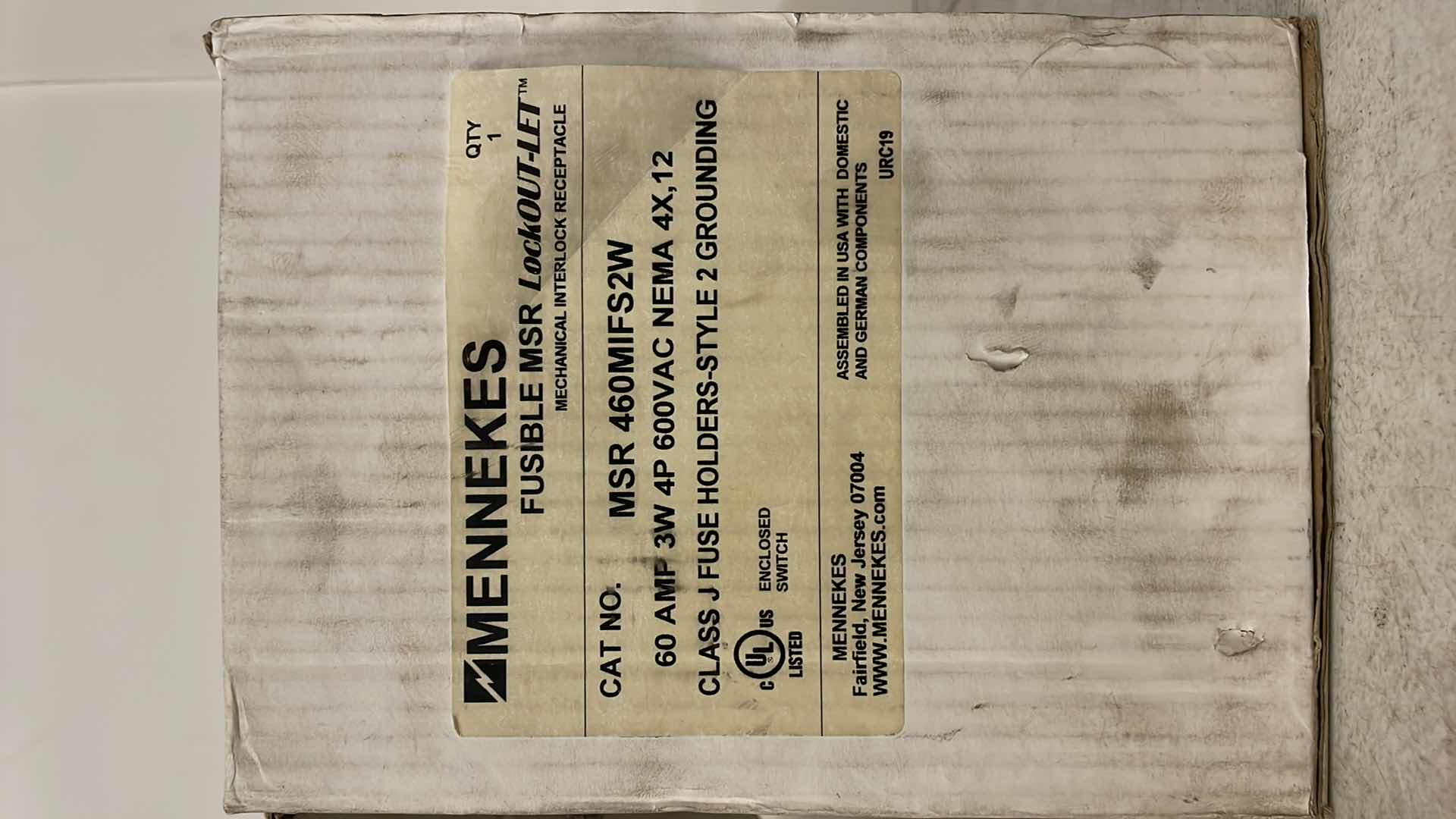 Photo 1 of MENNEKES MSR 460MIFS2W MECHANICAL INTERLOCK RECEPTACLE FUSIBLE-CLASS J 60 AMP, 3 W,4 P, 600 VAC