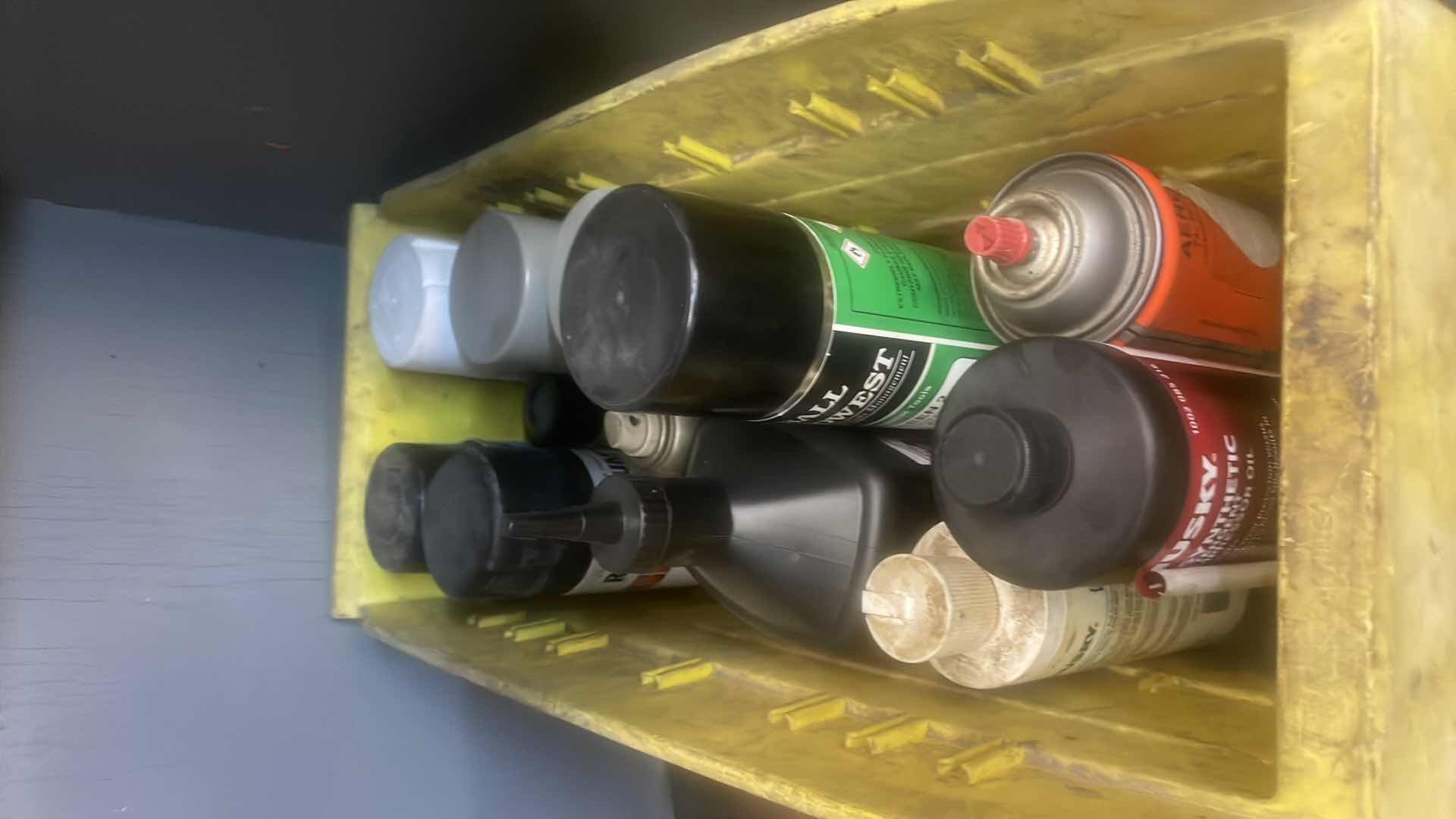 Photo 1 of ANGLED WOOD CABINET 13”-20” x 32” x 84 CONTENTS INCLUDED