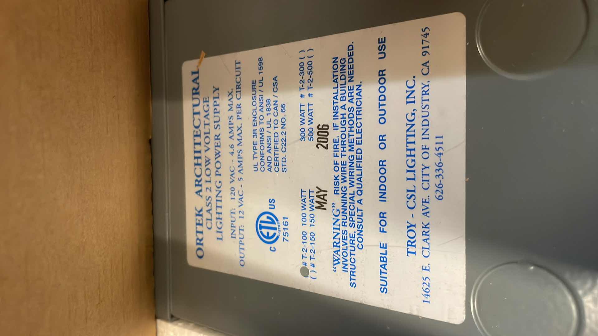 Photo 1 of 12 VOLT AC LOW VOLTAGE TRANSFORMER - 100 WATT MAXIMUM(5)