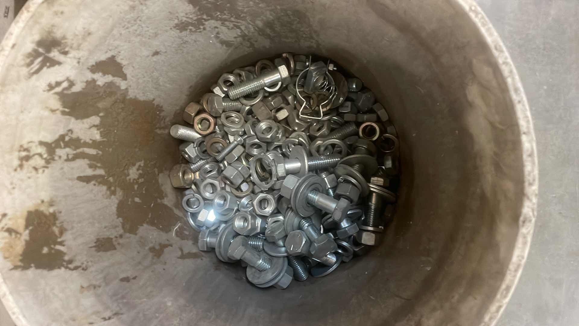 Photo 1 of BUCKETS OF COUPLINGS, NUTS AND BOLTS, LIGHTING COMPONENTS