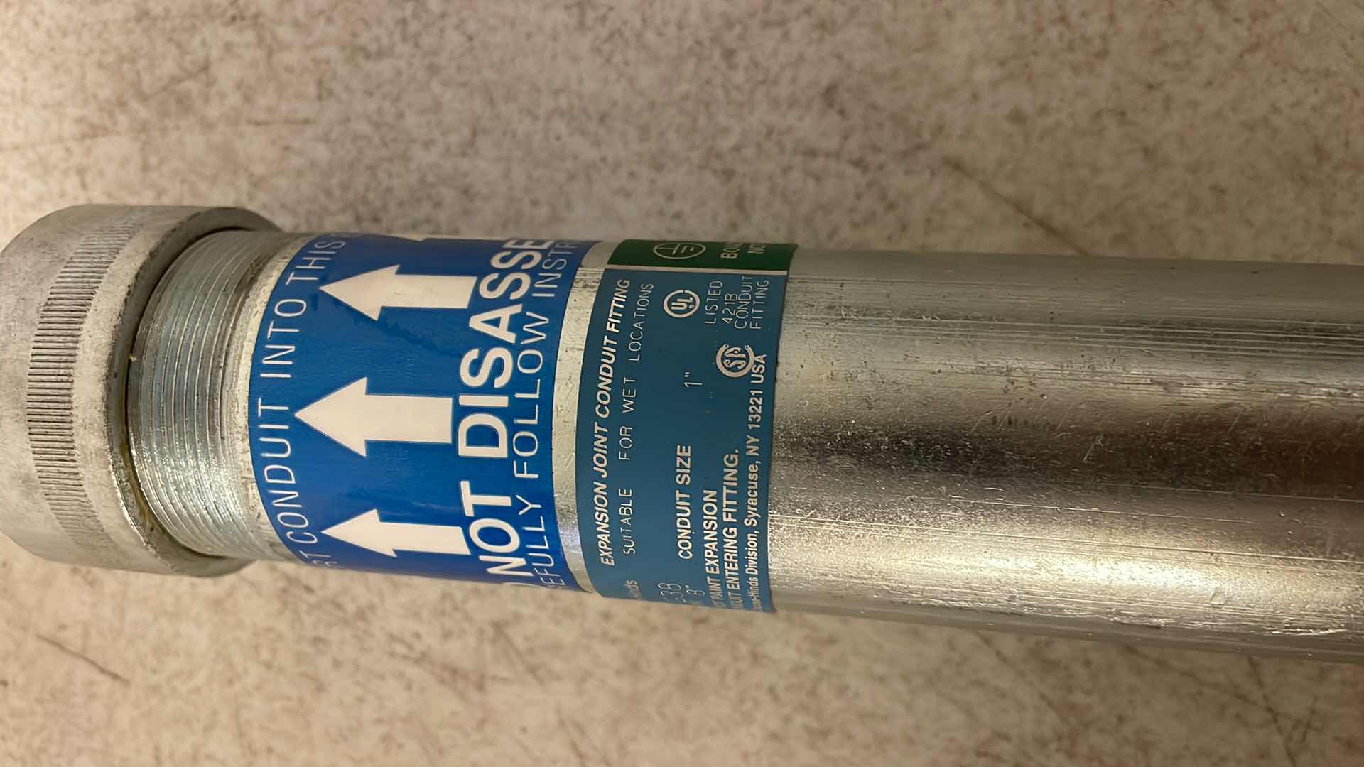 Photo 3 of COOPER CROUSE-HINDS 1” EXPANSION JOINT CONDUIT FITTING NO. XJG38 8” MAX