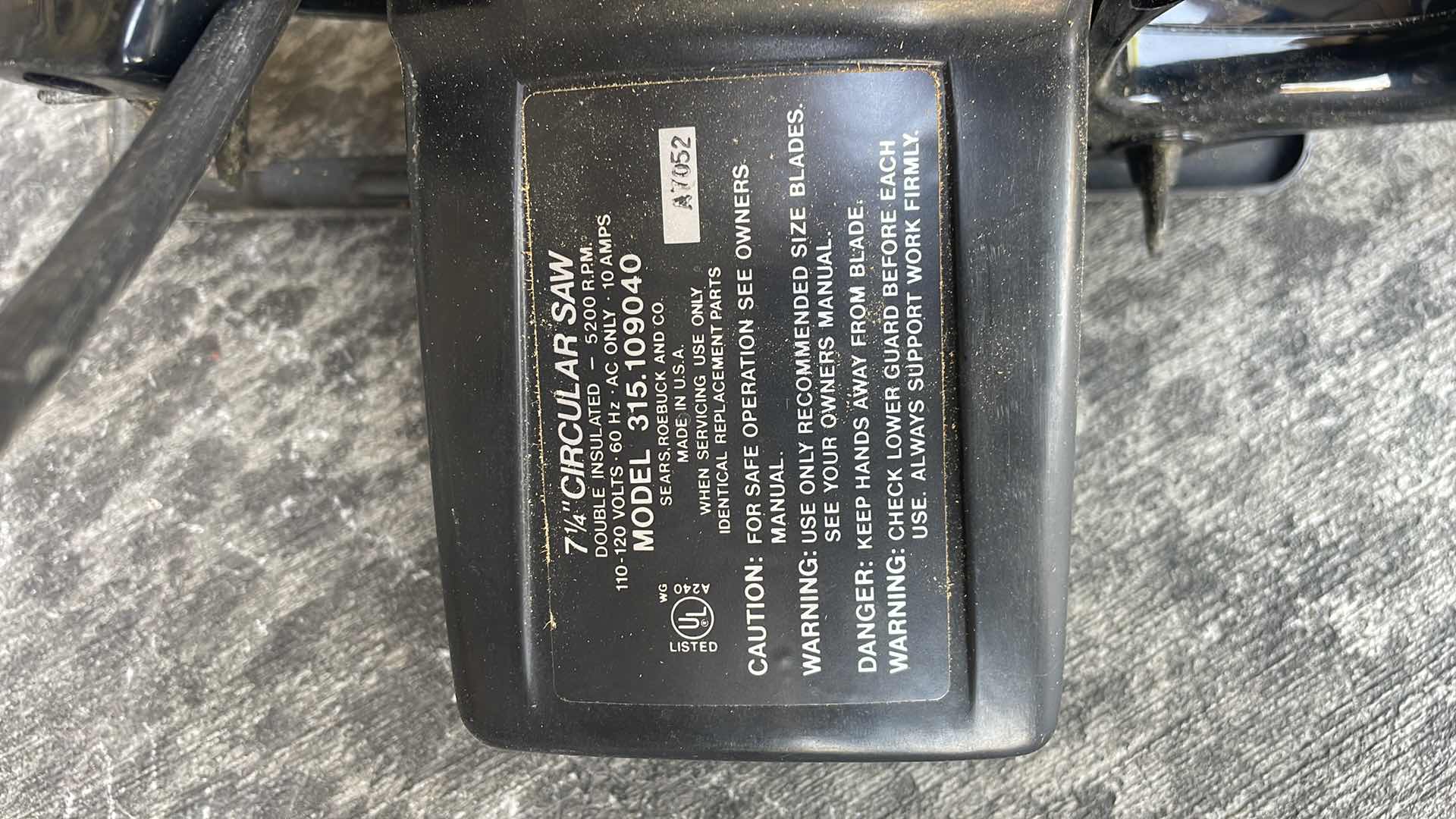 Photo 1 of CRAFTSMAN 2-1/4 HP  7-1/4” CIRCULAR SAW MODEL 910904