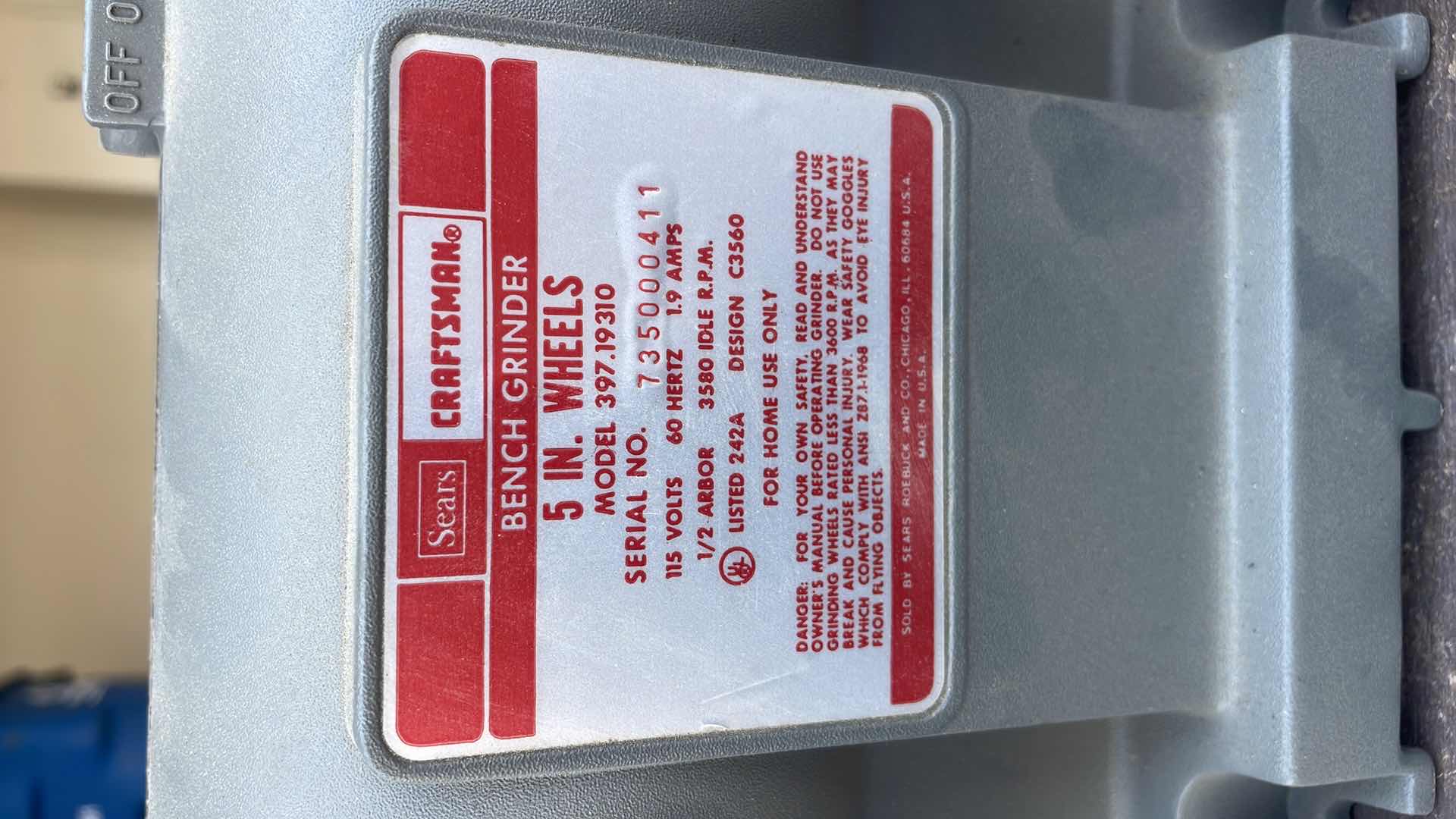 Photo 1 of CRAFTSMAN BENCH GRINDER 5”