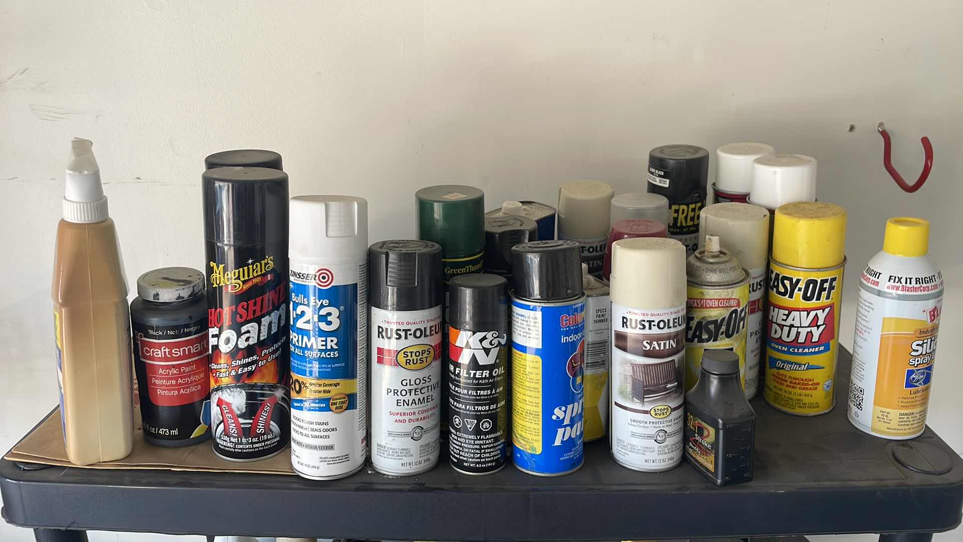 Photo 1 of PLASTIC 4 SHELF RACK WITH CONTENTS 34”x16”x55”