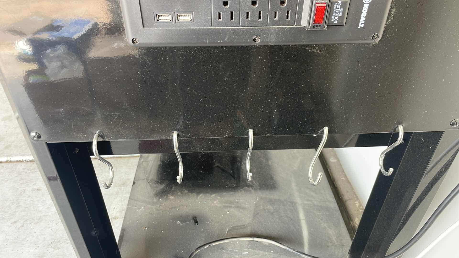 Photo 1 of KOBALT WORK BENCH AND TOOLBOX WITH LIGHT AND POWER STRIP 45”x24”x63” CRAFTSMAN TORQUE WRENCH BLUE POINT ADJUSTABLE GROOVE PLIERS DREMAL