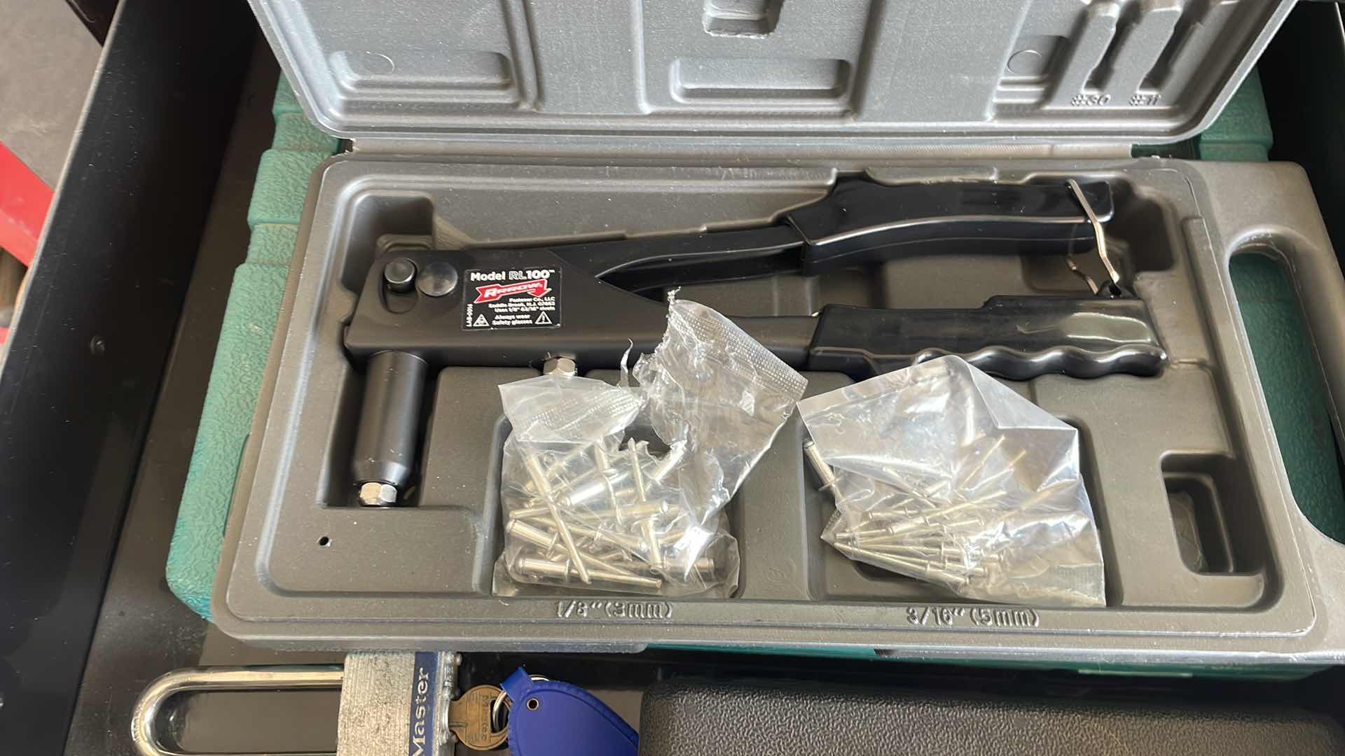 Photo 1 of KOBALT WORK BENCH AND TOOLBOX WITH LIGHT AND POWER STRIP 45”x24”x63” CRAFTSMAN TORQUE WRENCH BLUE POINT ADJUSTABLE GROOVE PLIERS DREMAL