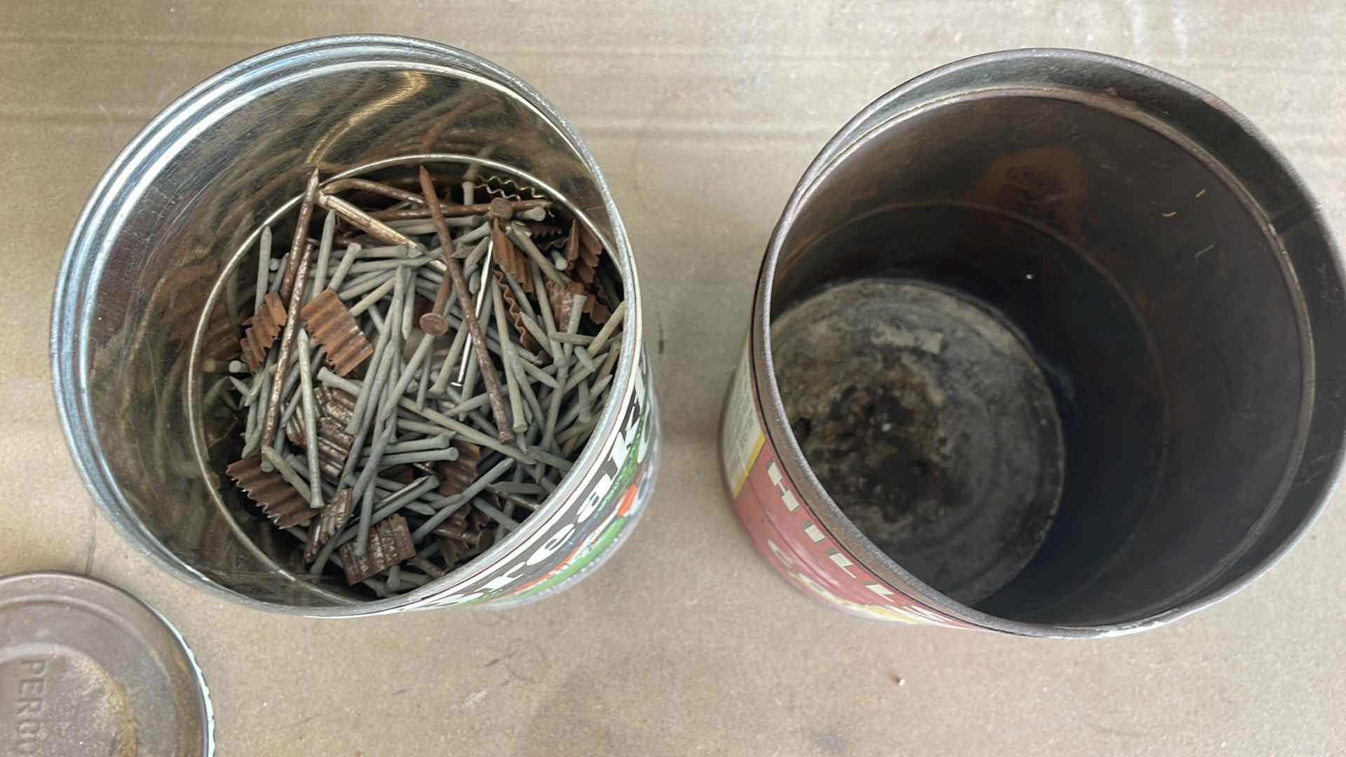 Photo 1 of VINTAGE COFFEE CANS HOME DECOR
BREAKFAST CLUB HAS NAILS IN IT OTHER IS EMPTY