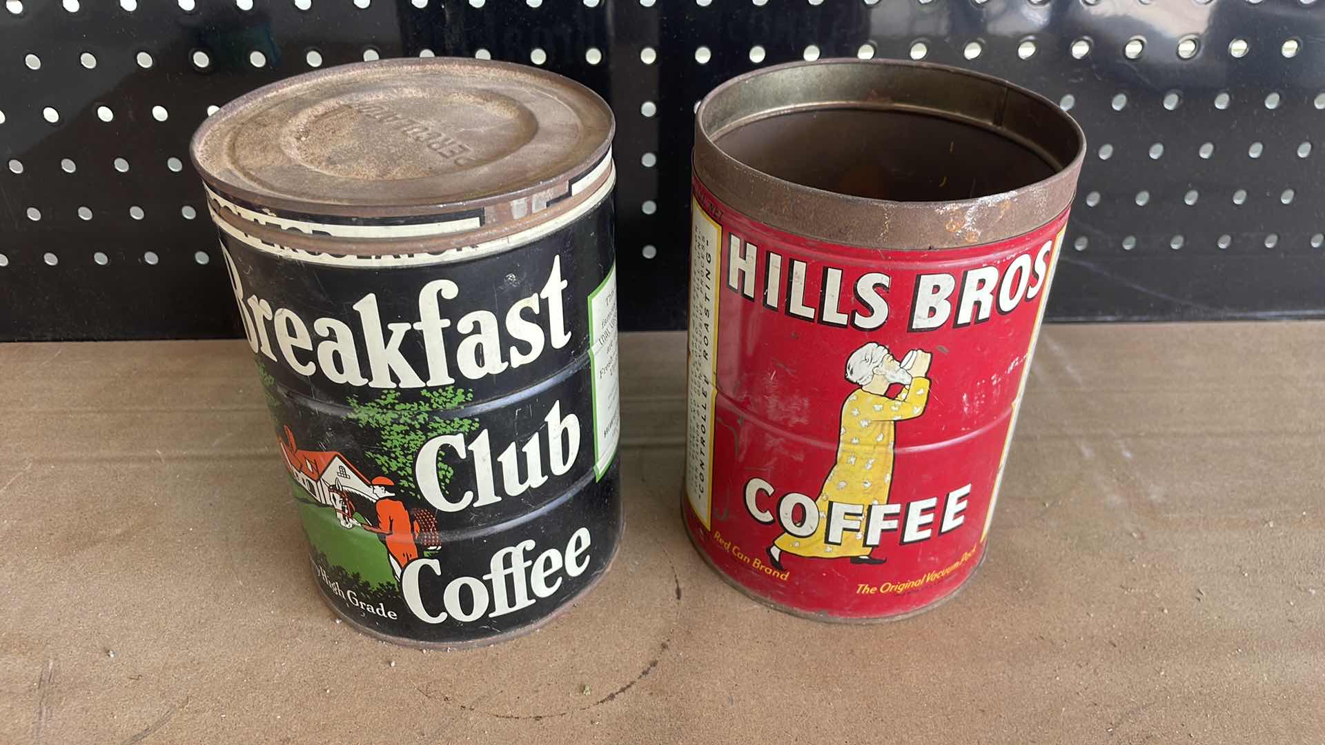 Photo 1 of VINTAGE COFFEE CANS HOME DECOR
BREAKFAST CLUB HAS NAILS IN IT OTHER IS EMPTY