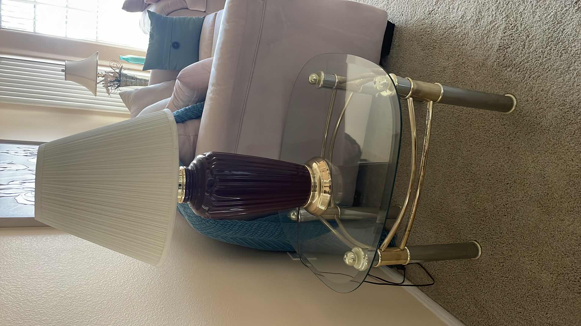 Photo 2 of GLASS END TABLE 26”x26” WITH 30”LAMP