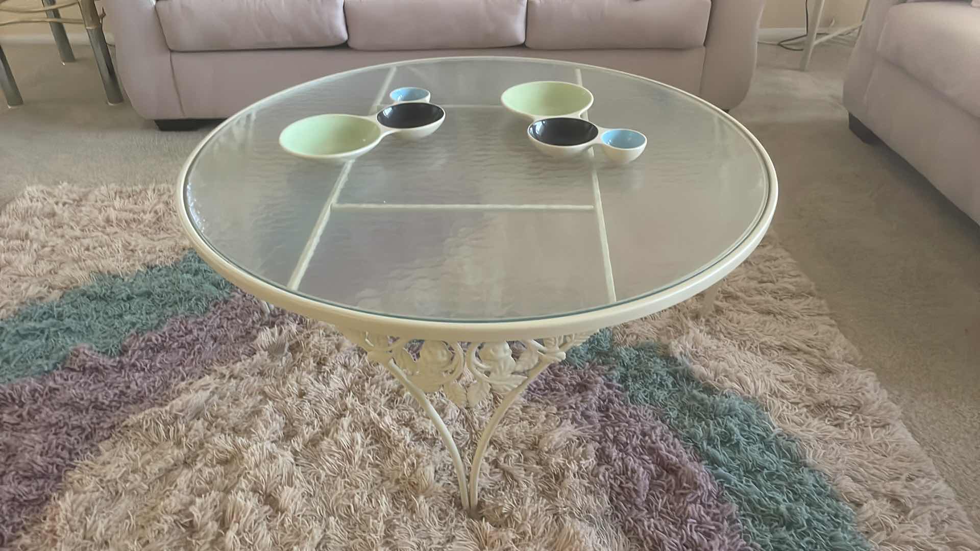 Photo 1 of IRON COFFEE TABLE 43” DIAMETER & 17-1/2” TALL WITH BOWL DECOR