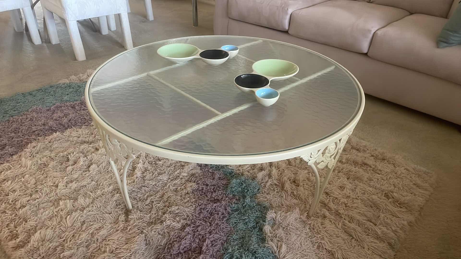 Photo 1 of IRON COFFEE TABLE 43” DIAMETER & 17-1/2” TALL WITH BOWL DECOR