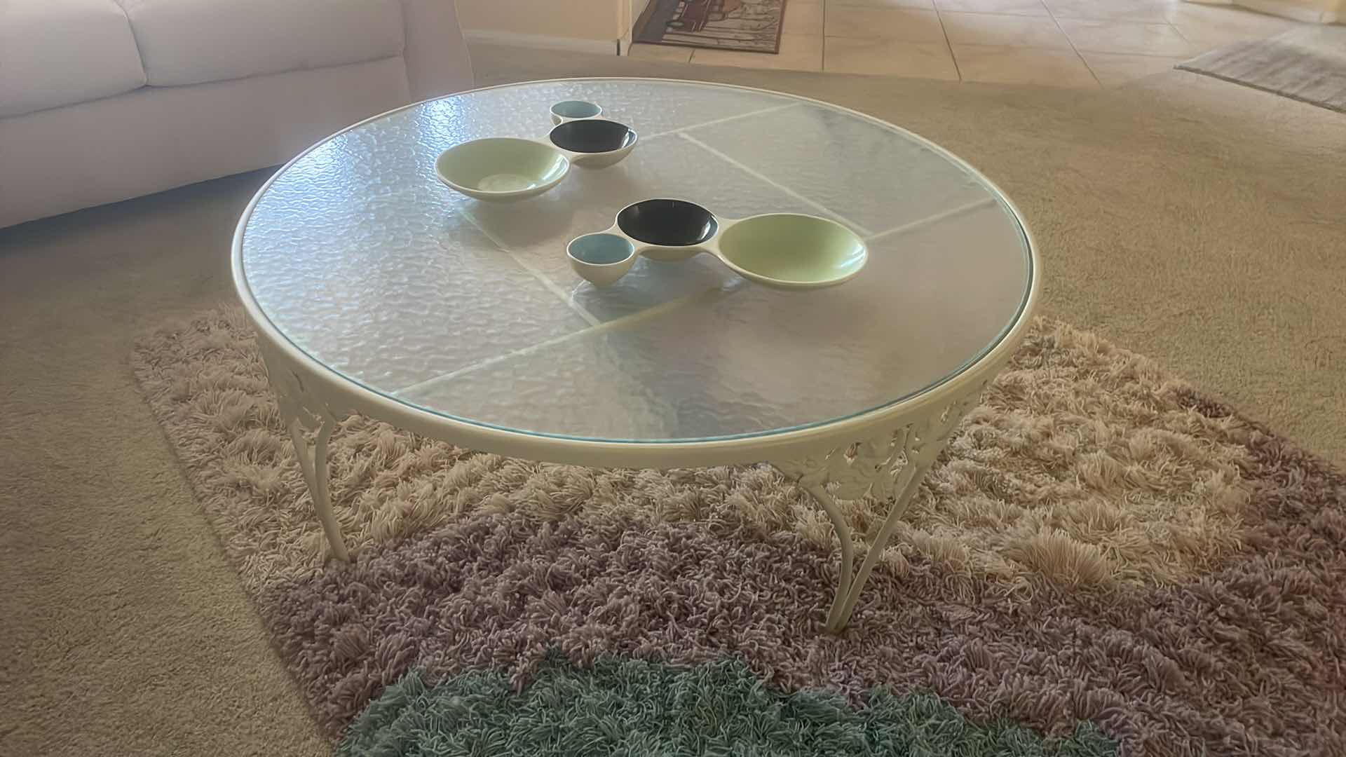 Photo 1 of IRON COFFEE TABLE 43” DIAMETER & 17-1/2” TALL WITH BOWL DECOR