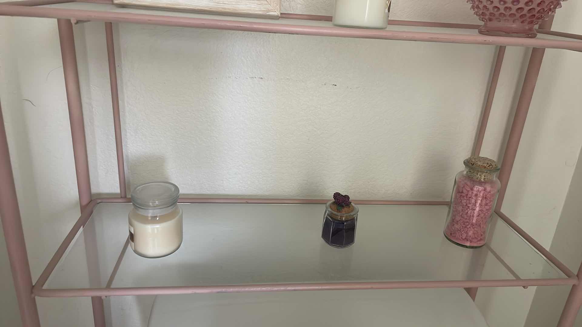 Photo 1 of PINK METAL OVER TOLIET RACK WITH DECOR 26”x9”x 61”