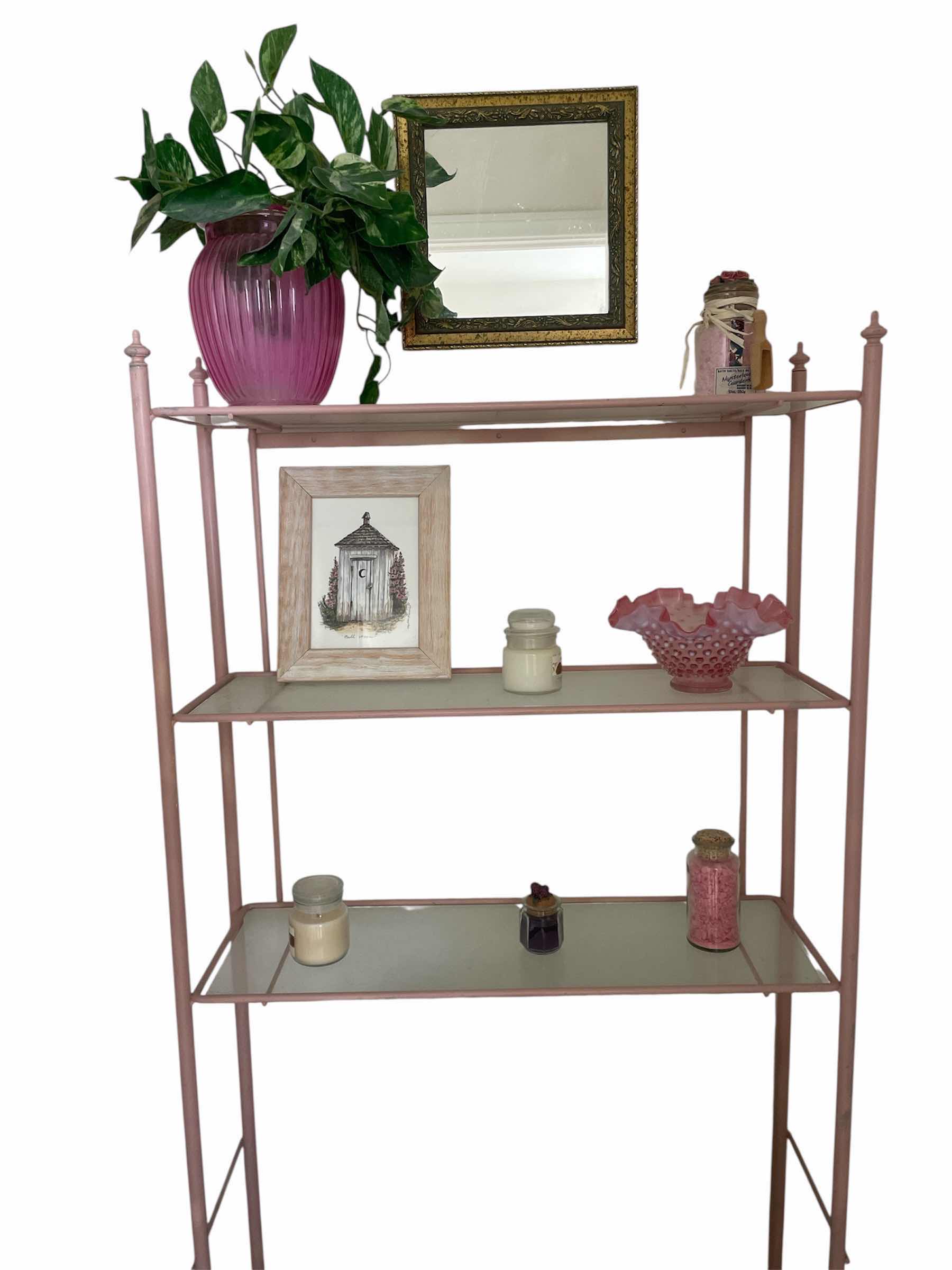 Photo 1 of PINK METAL OVER TOLIET RACK WITH DECOR 26”x9”x 61”
