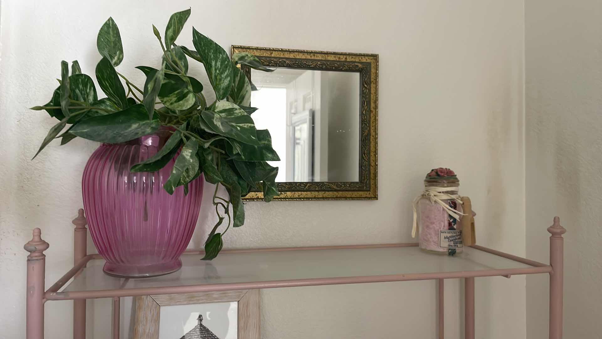 Photo 1 of PINK METAL OVER TOLIET RACK WITH DECOR 26”x9”x 61”