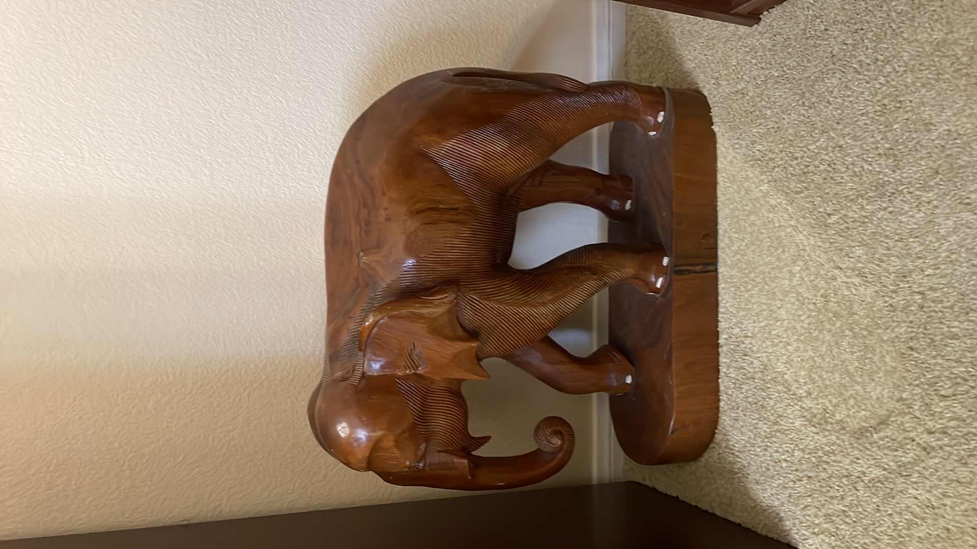 Photo 1 of VINTAGE WOODEN ELEPHANT CARVING 18” TALL 20” LONG