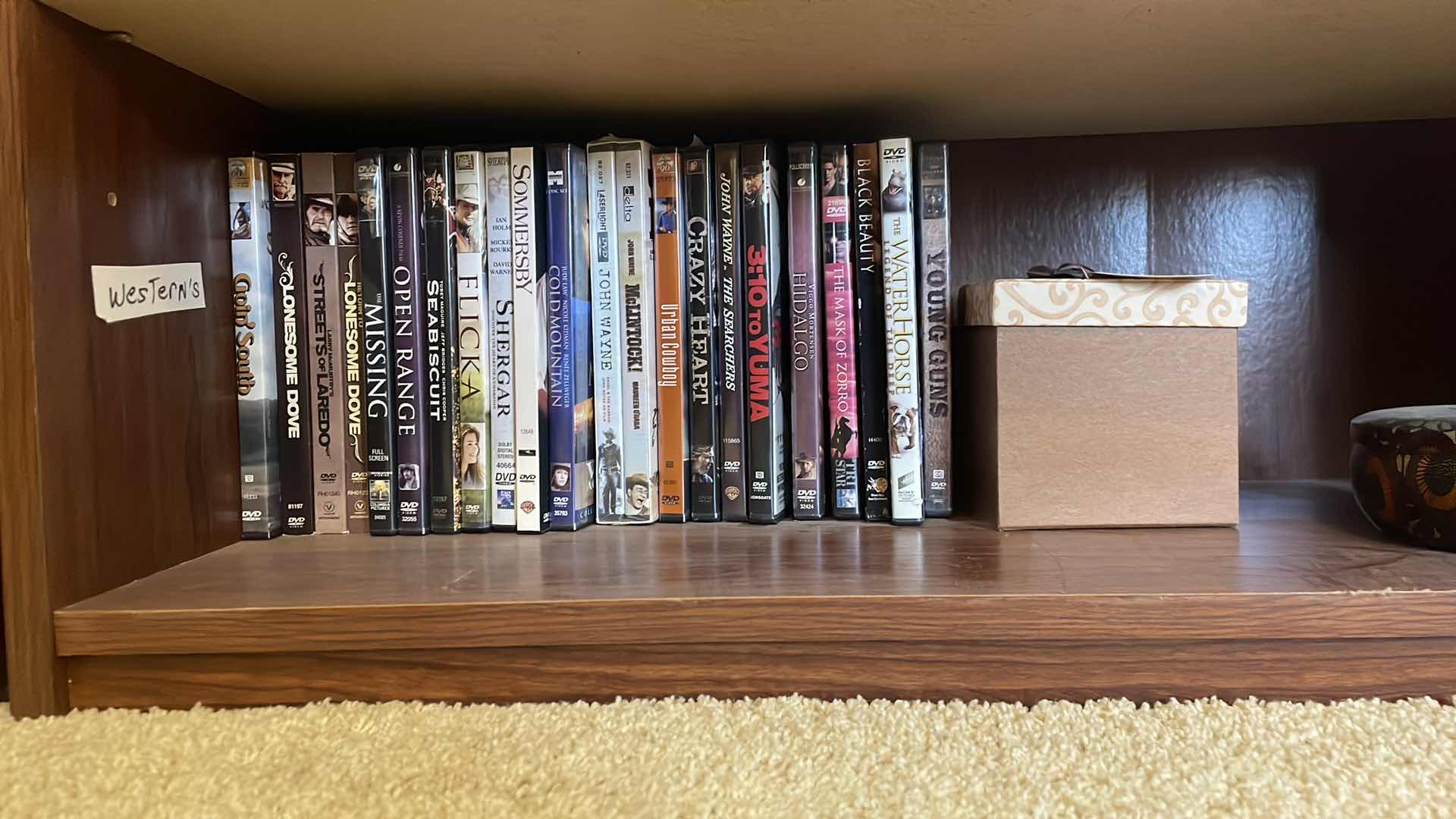 Photo 1 of BOOKCASE WITH CONTENTS 29”x12”x32” MOVIES THRILLERS & LOVE STORIES & WESTERNS