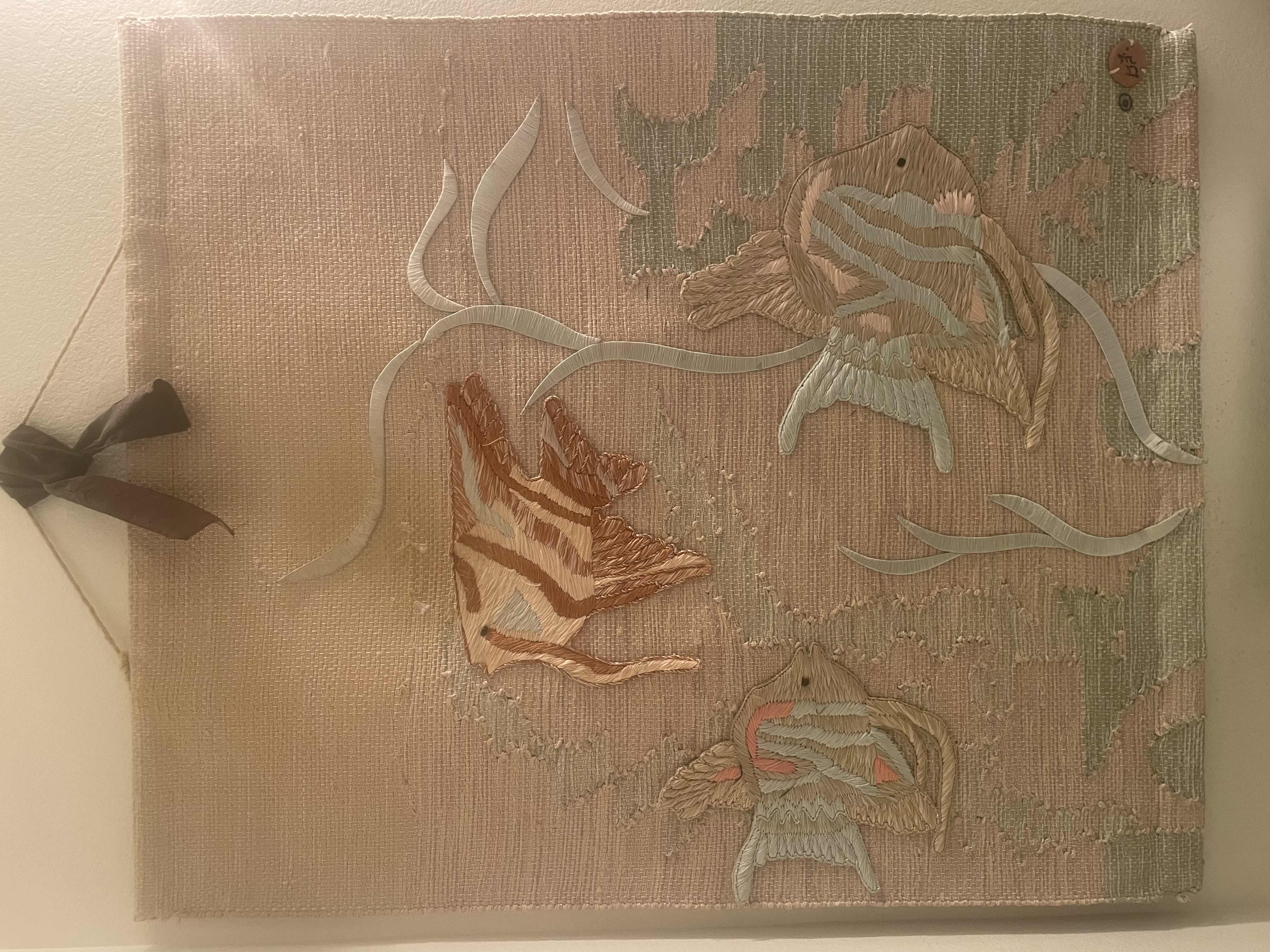 Photo 1 of DON FREEDMAN MID CENTURY MODERN WOVEN FISH FIBER ART TAPESTRY WALL HANGING 33”X40”